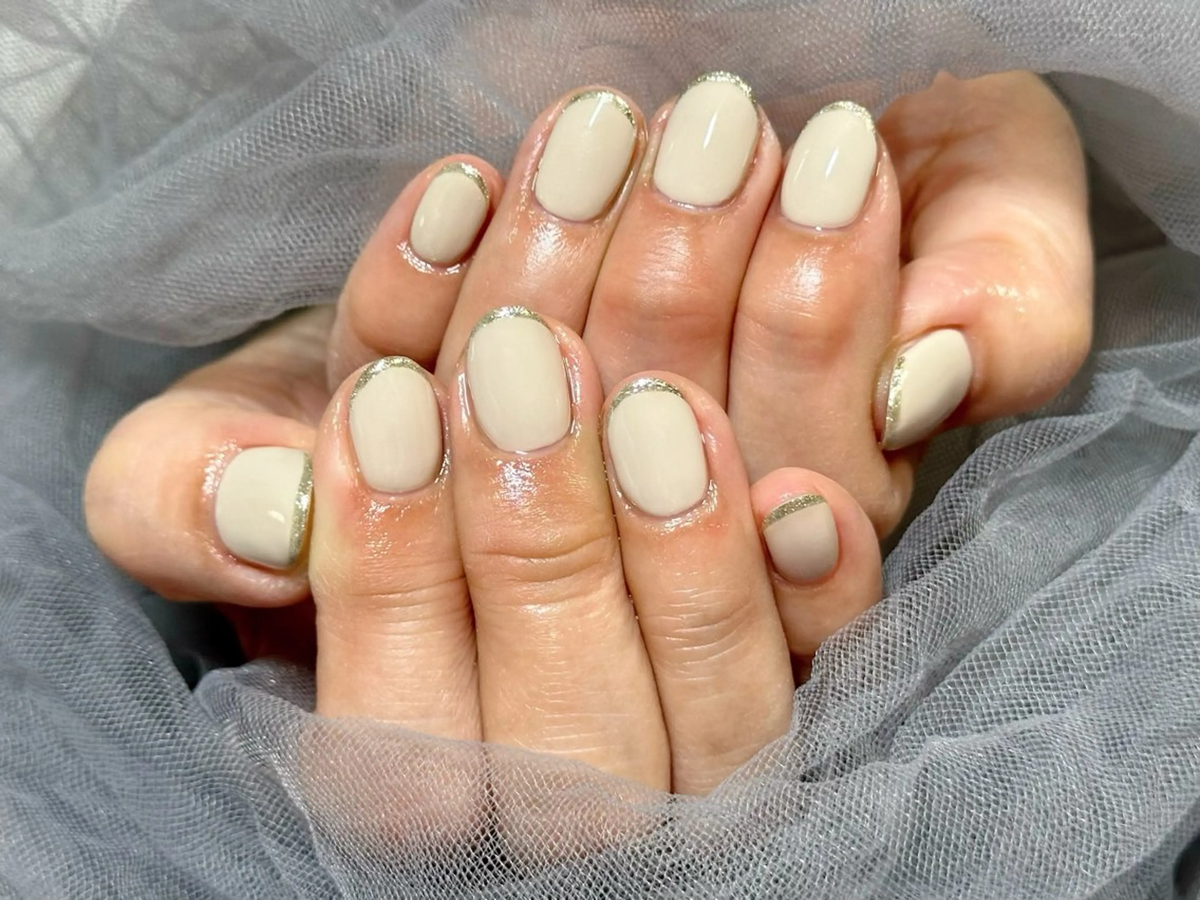 ネイル フレンチネイル ゴールド ラメ(グリッター) ハンドネイル KURELLY所属・Nail Salon KURELLYのネイルデザイン