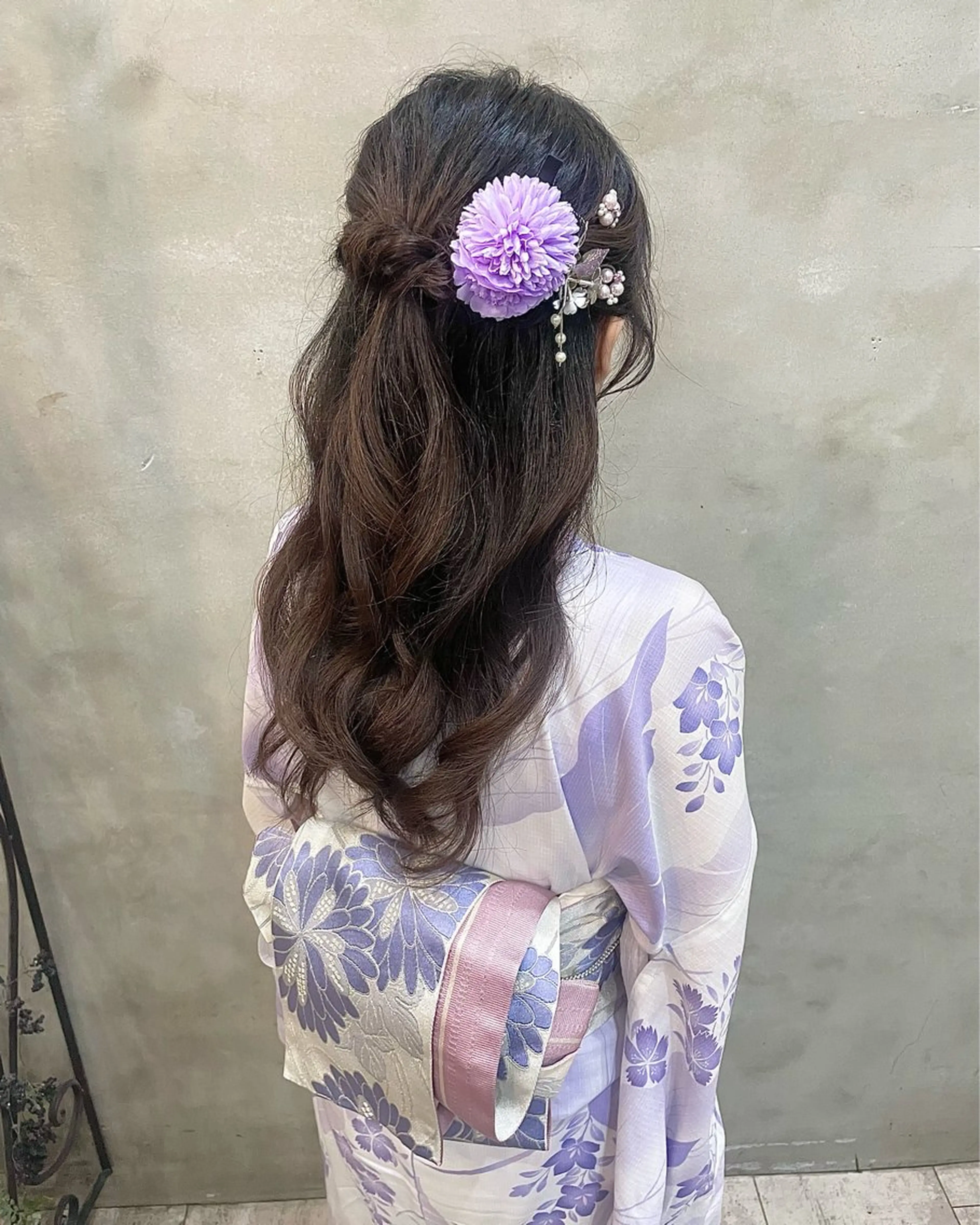 ロング ヘアアレンジ 着付け 【ピンク/韓国ヘア/ ヘアセット】亜海のヘアスタイル