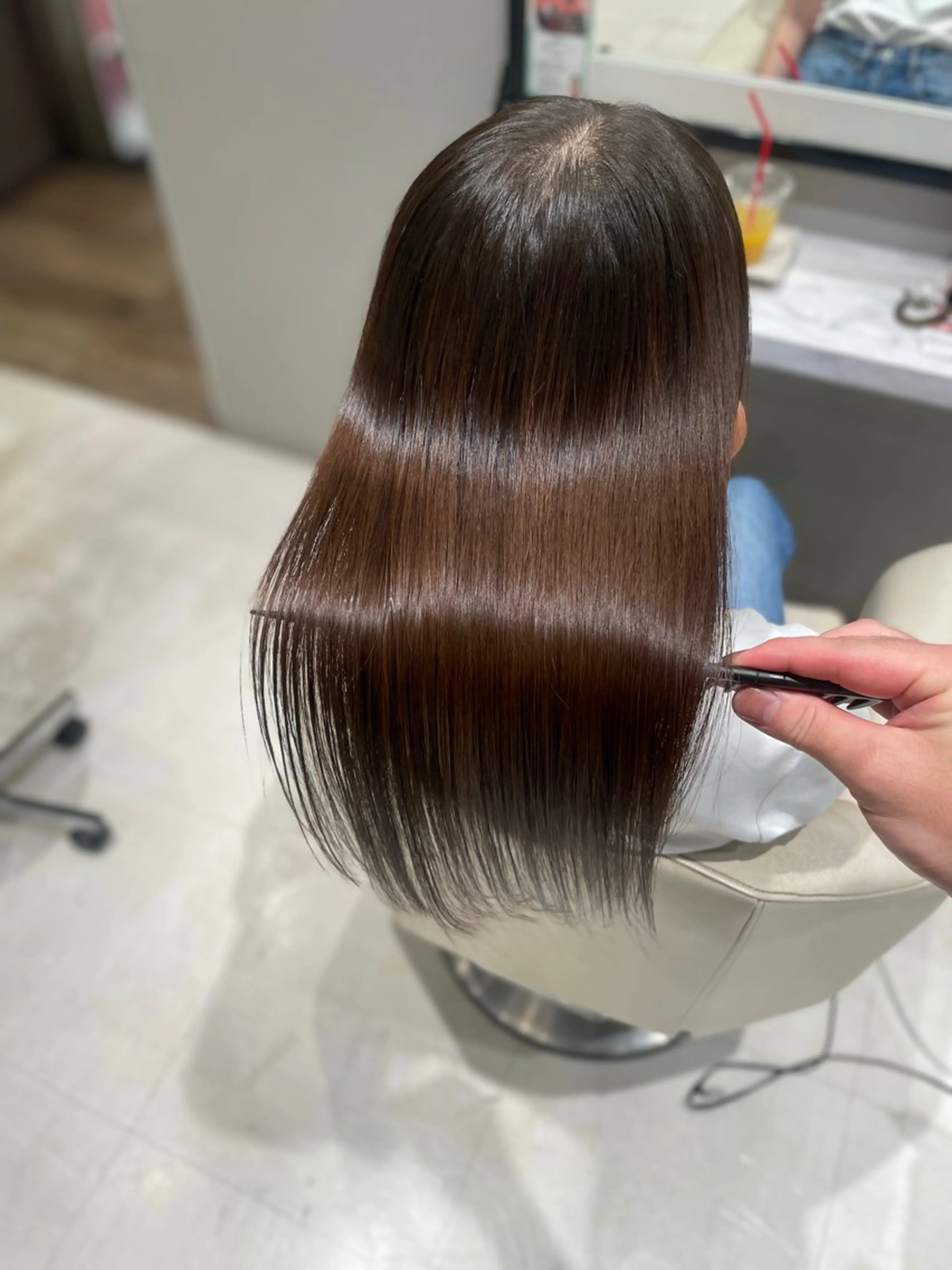 ロング パーマ 縮毛矯正 トリートメント k-twoたき✨艶感 カラー／美髪矯正のヘアスタイル