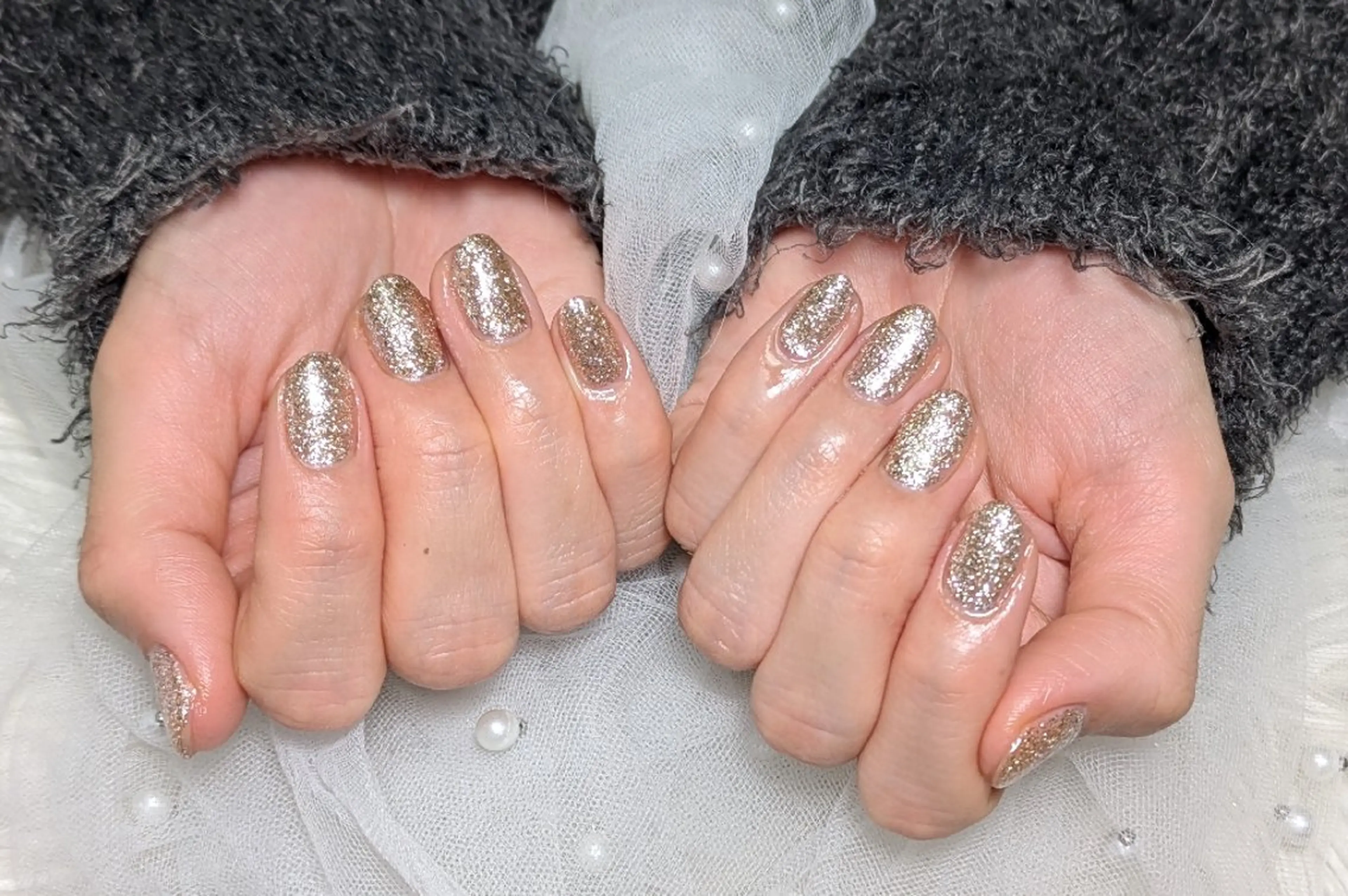 ネイル ラメ(グリッター) 持ち込み ワンカラーネイル シンプルネイル ハンドネイル m&pPrivate nailsalonのネイルデザイン