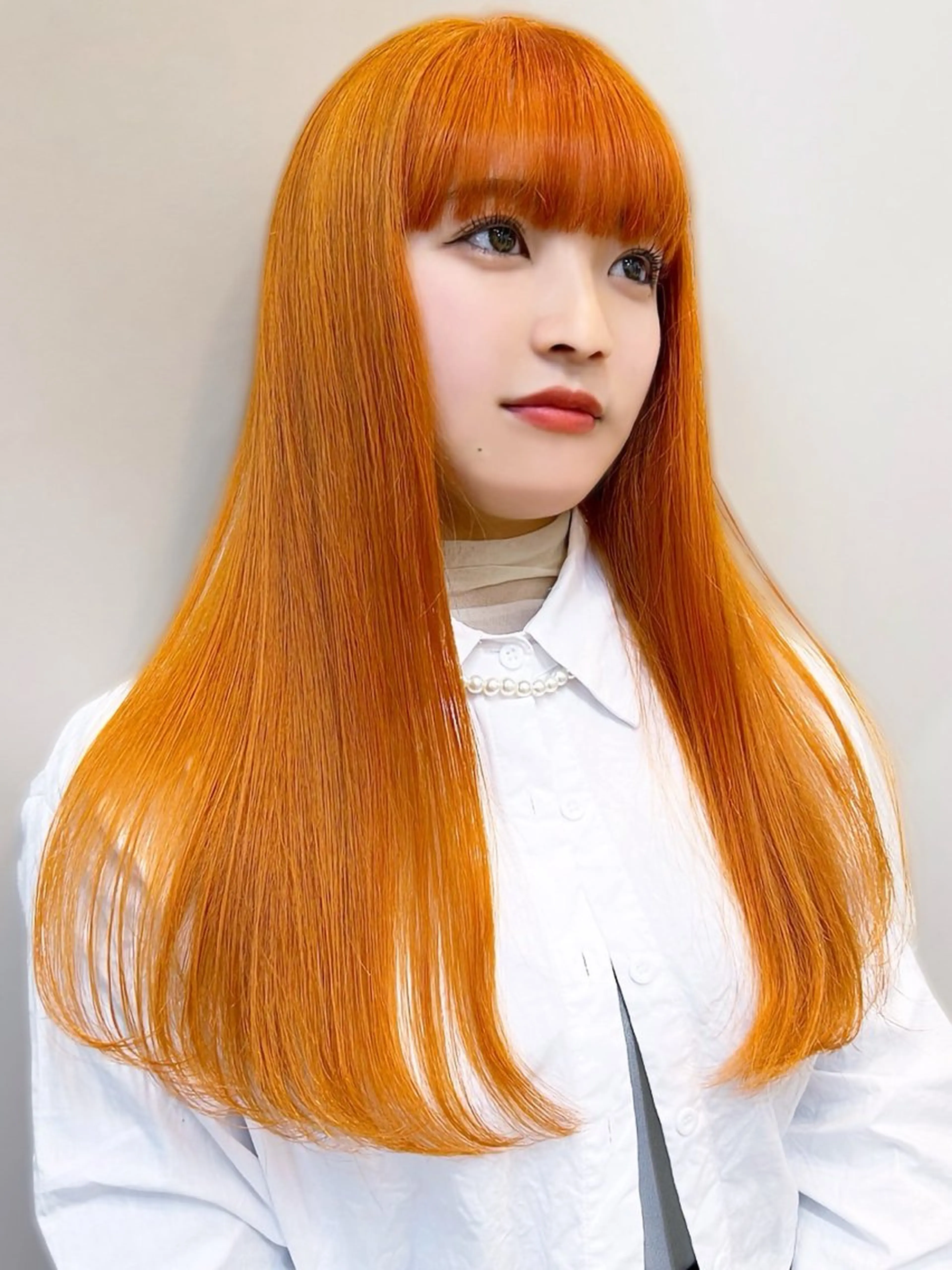 ロング カット ヘアカラー トリートメント 艶カラー/縮毛矯正／ 鴨川育弥のヘアスタイル