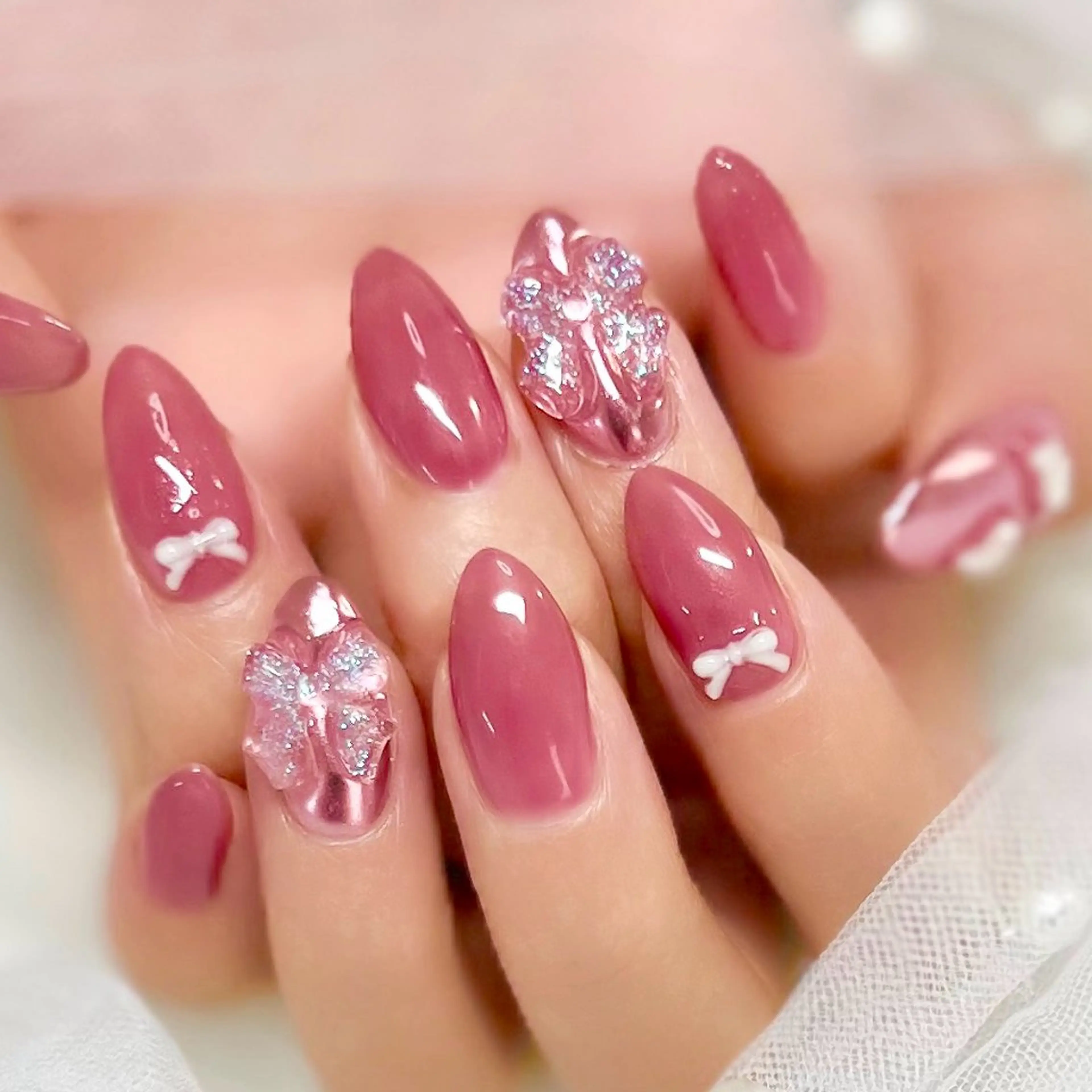 ネイル フレンチネイル ジェルネイル ガラスフレンチ キラキラネイル 韓国ネイル 🩵池袋heart nail🩵のネイルデザイン