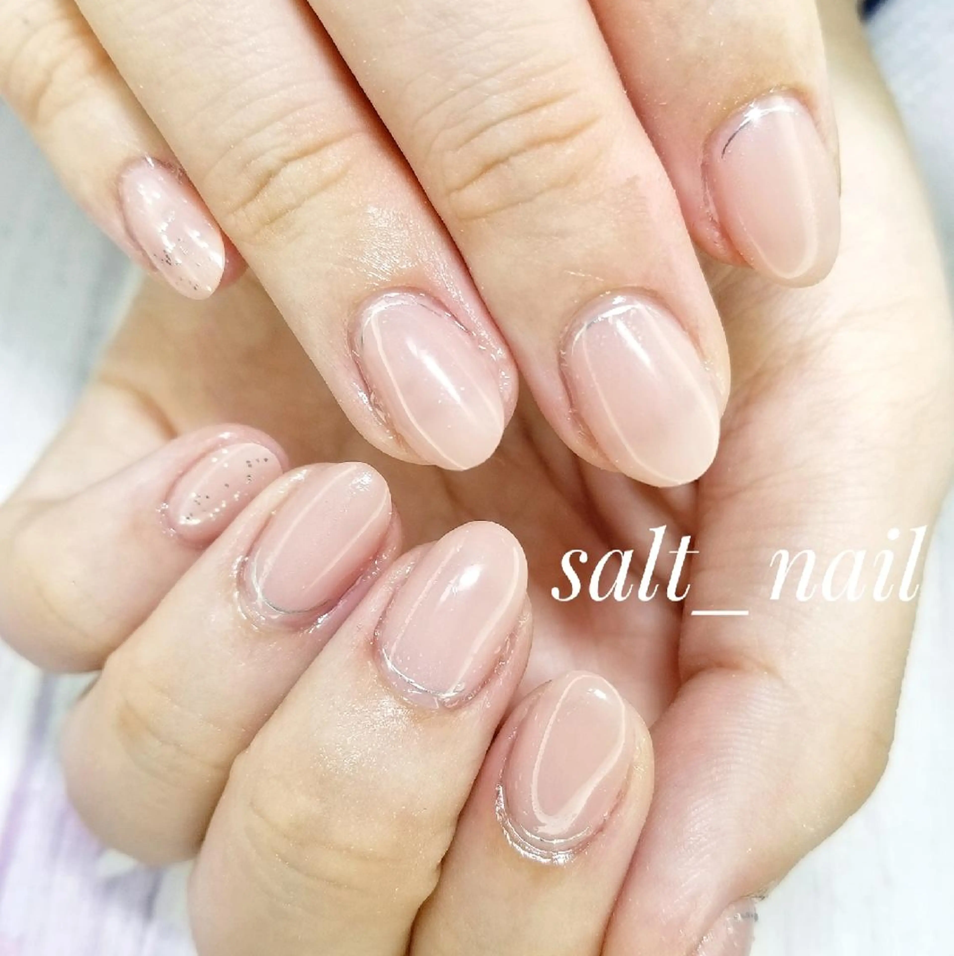 ネイル ラメ(グリッター) ワンカラーネイル シンプルネイル 個人サロン saltnailのネイルデザイン