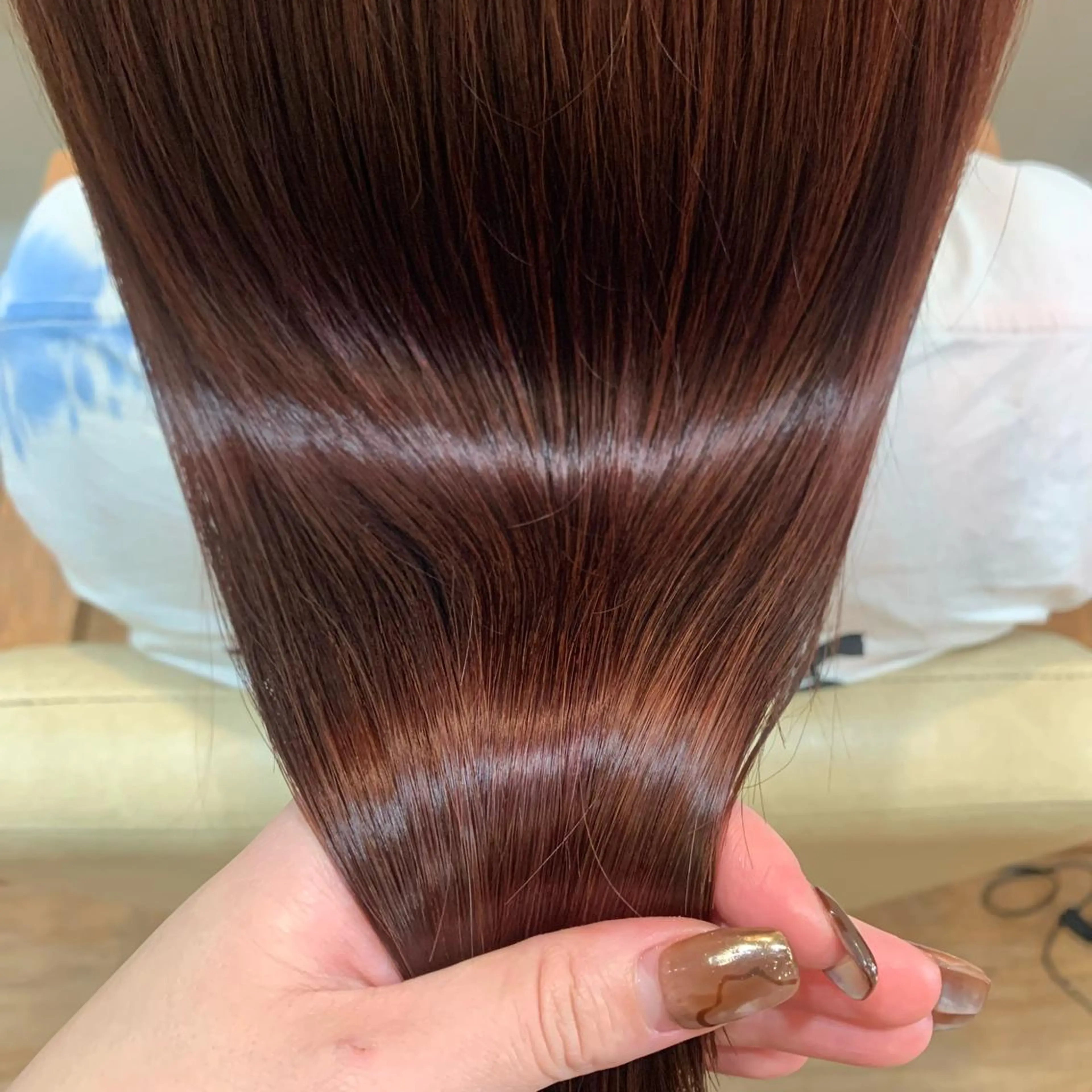 ロング カラー ブラウンカラー レッドカラー レッドブラウン ヘアカラー トリートメント あべ ゆうかのヘアスタイル