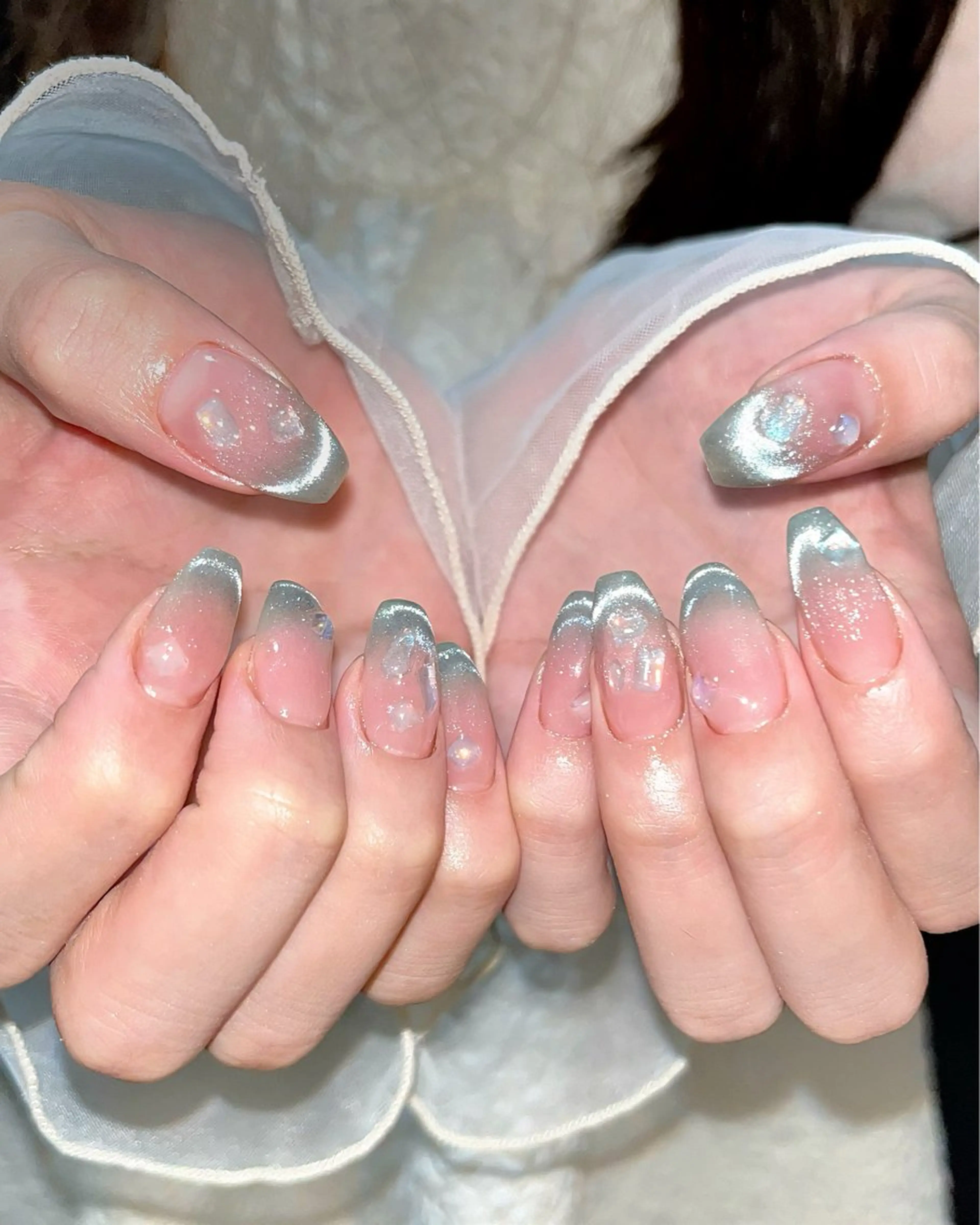 ネイル チークネイル ドット ジェルネイル レース マグネットネイル ハンドネイル 🫧OPELIA NAIL渋谷🫧のネイルデザイン