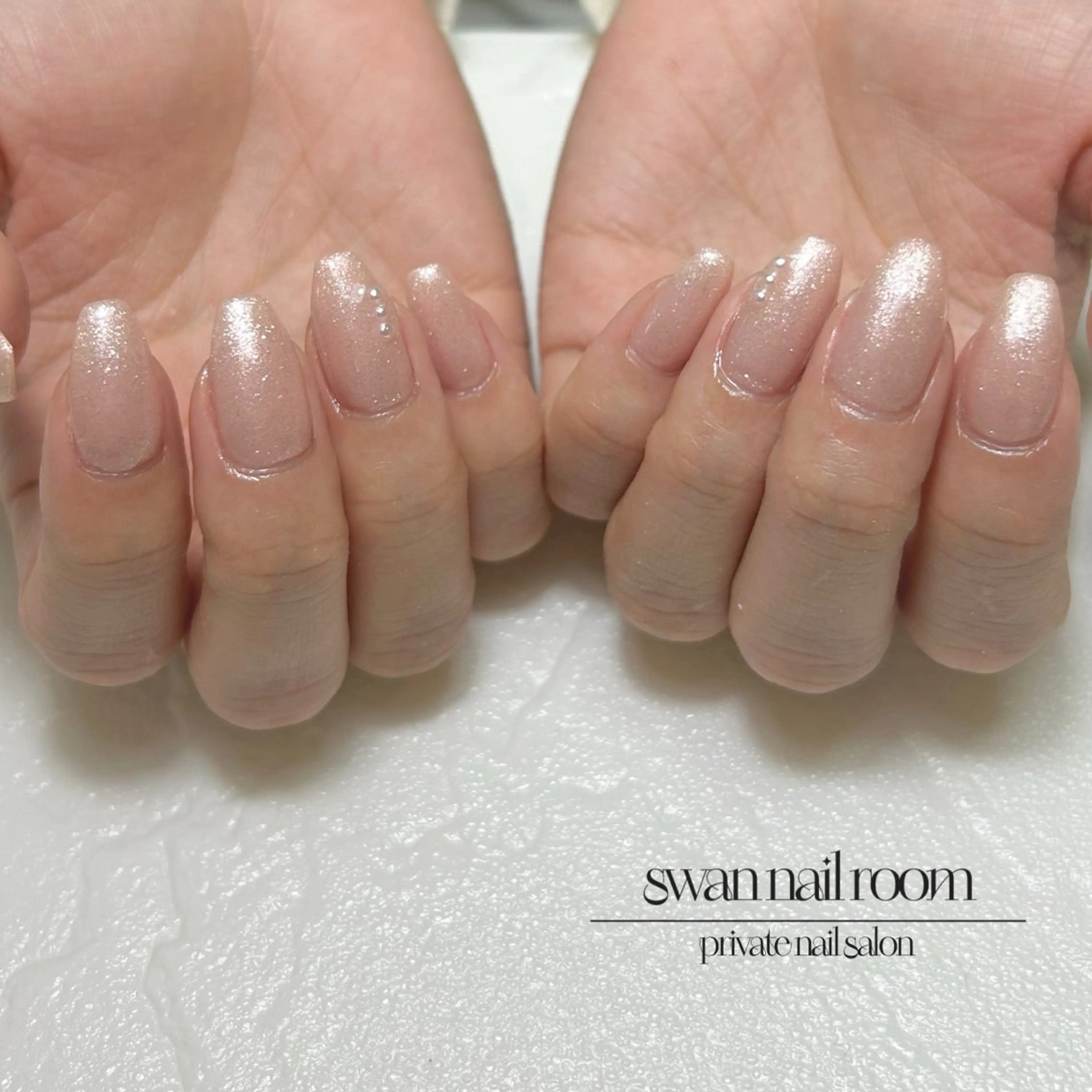 ネイル ピンク ピンクベージュ swan  nail room所属・swan nail roomのネイルデザイン