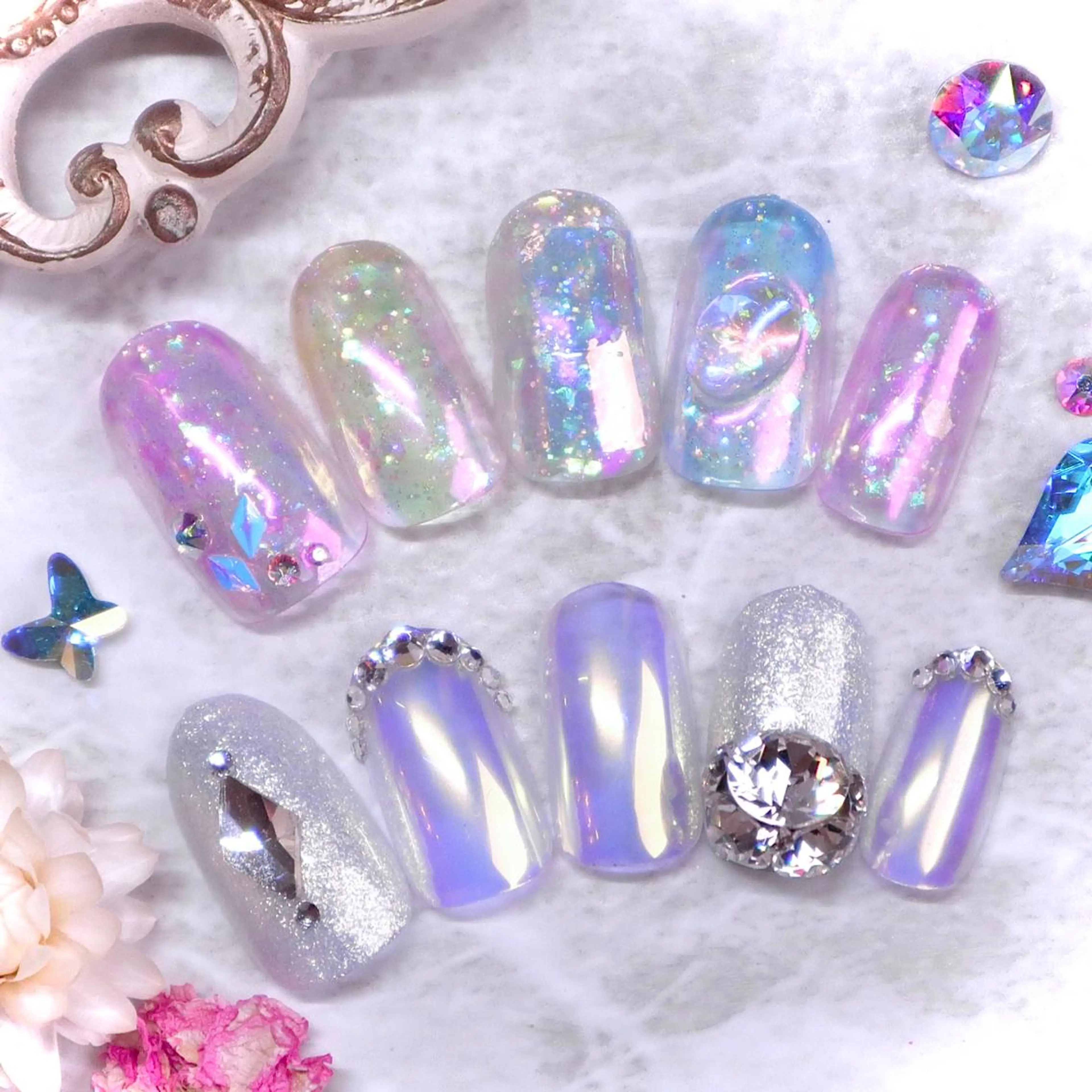 ネイル アートネイル 氷ネイル・うるうるネイル ボガスティーズネイル 川崎店のネイルデザイン