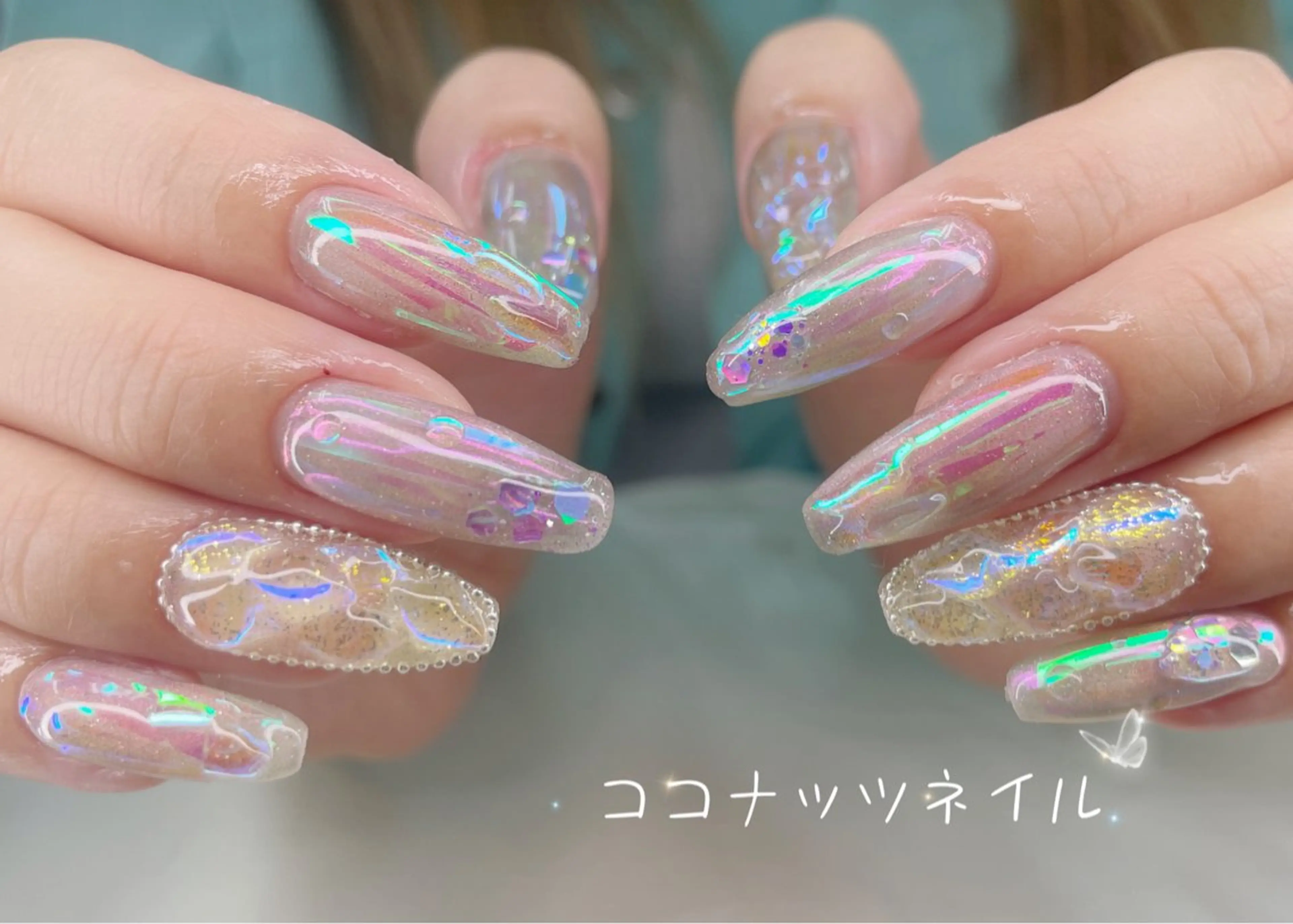 ネイル べっ甲ネイル フレンチネイル キラキラネイル マグネットネイル 大理石ネイル(マーブル) ハンドネイル 神田 ココナッツのネイルデザイン