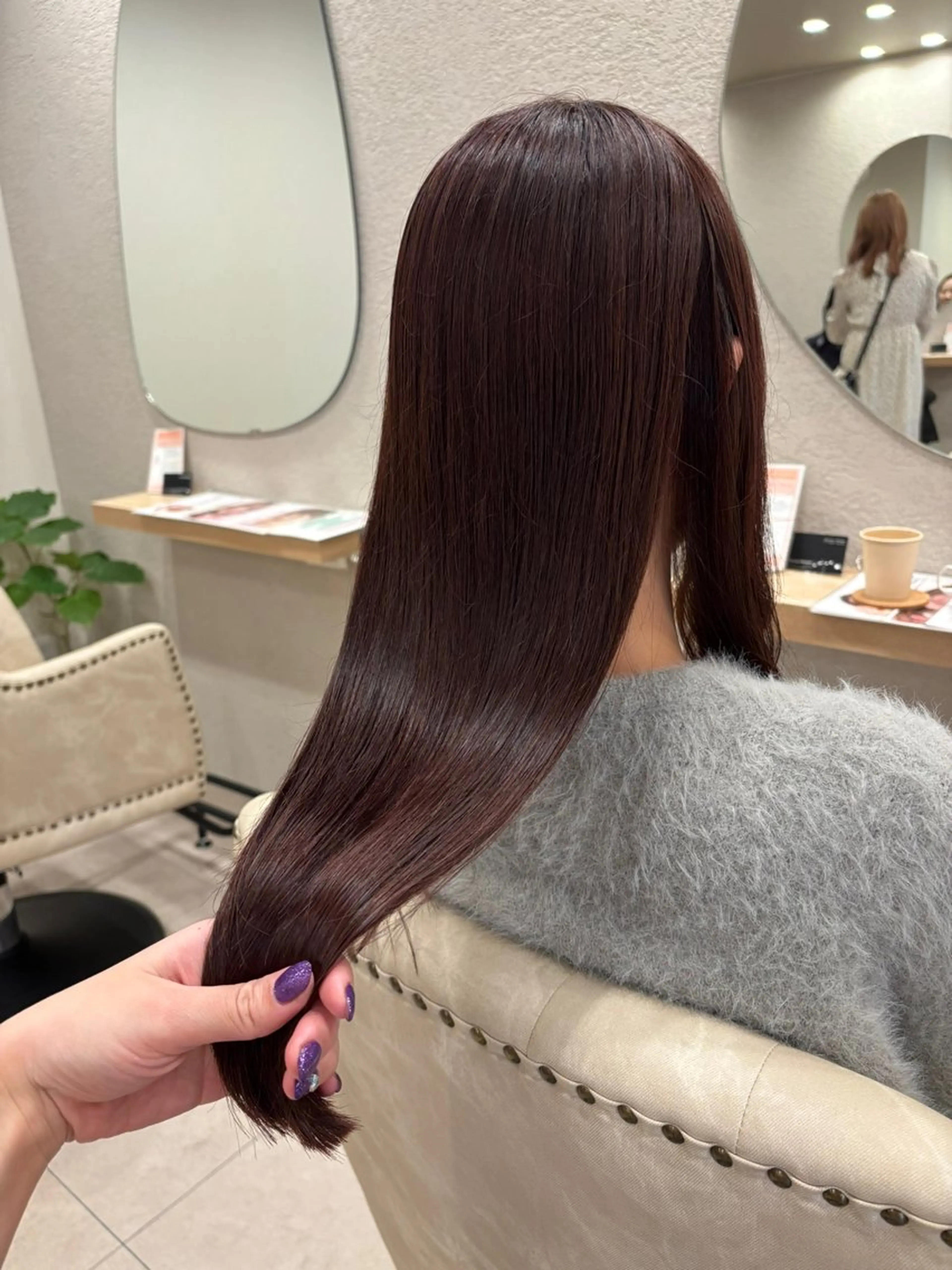 ロング ピンクブラウン 透明感カラー⭐️🌈 野村玲美のヘアスタイル