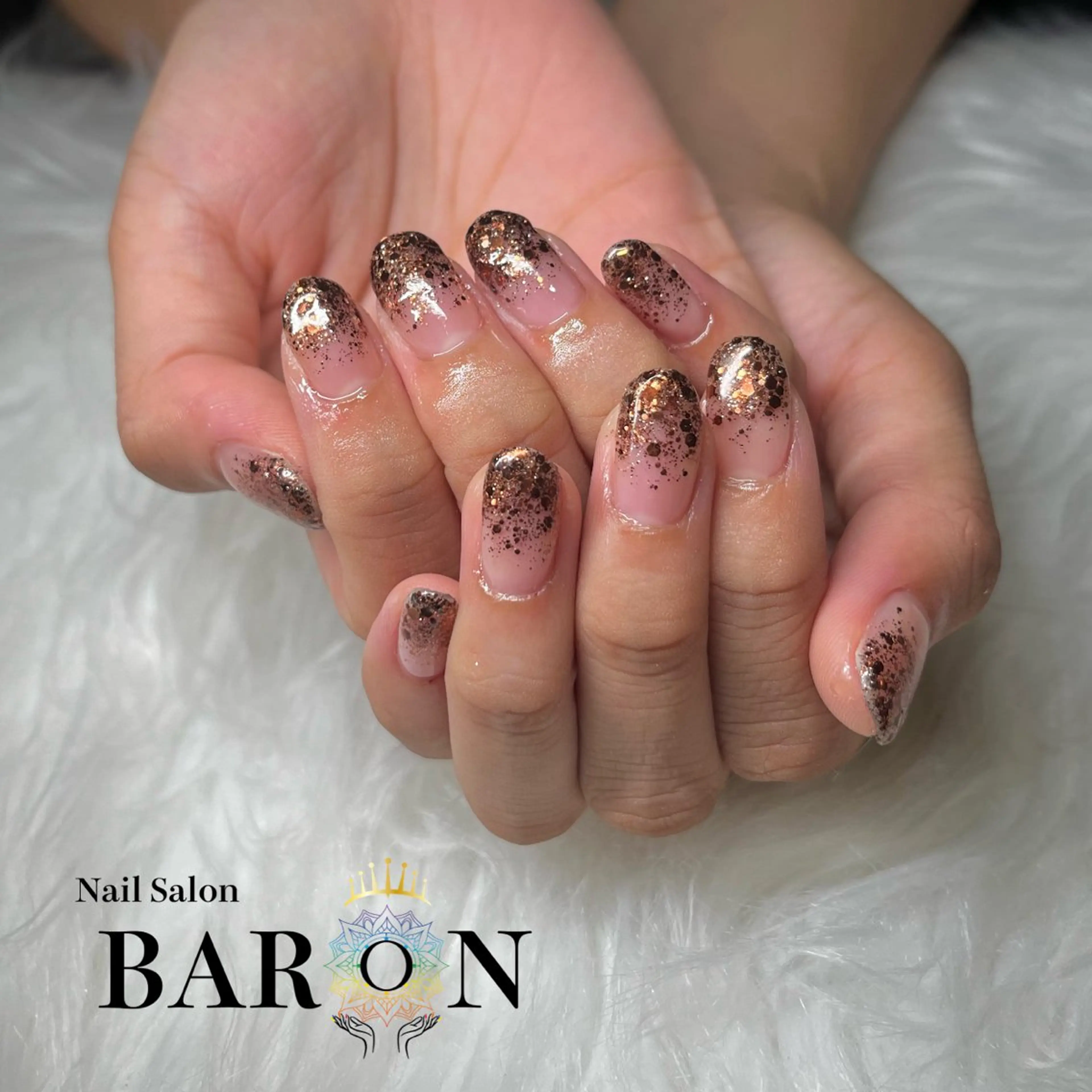 ネイル ブラウン ラメ(グリッター) ハンドネイル ☆SAKI☆ BARON 店長のネイルデザイン