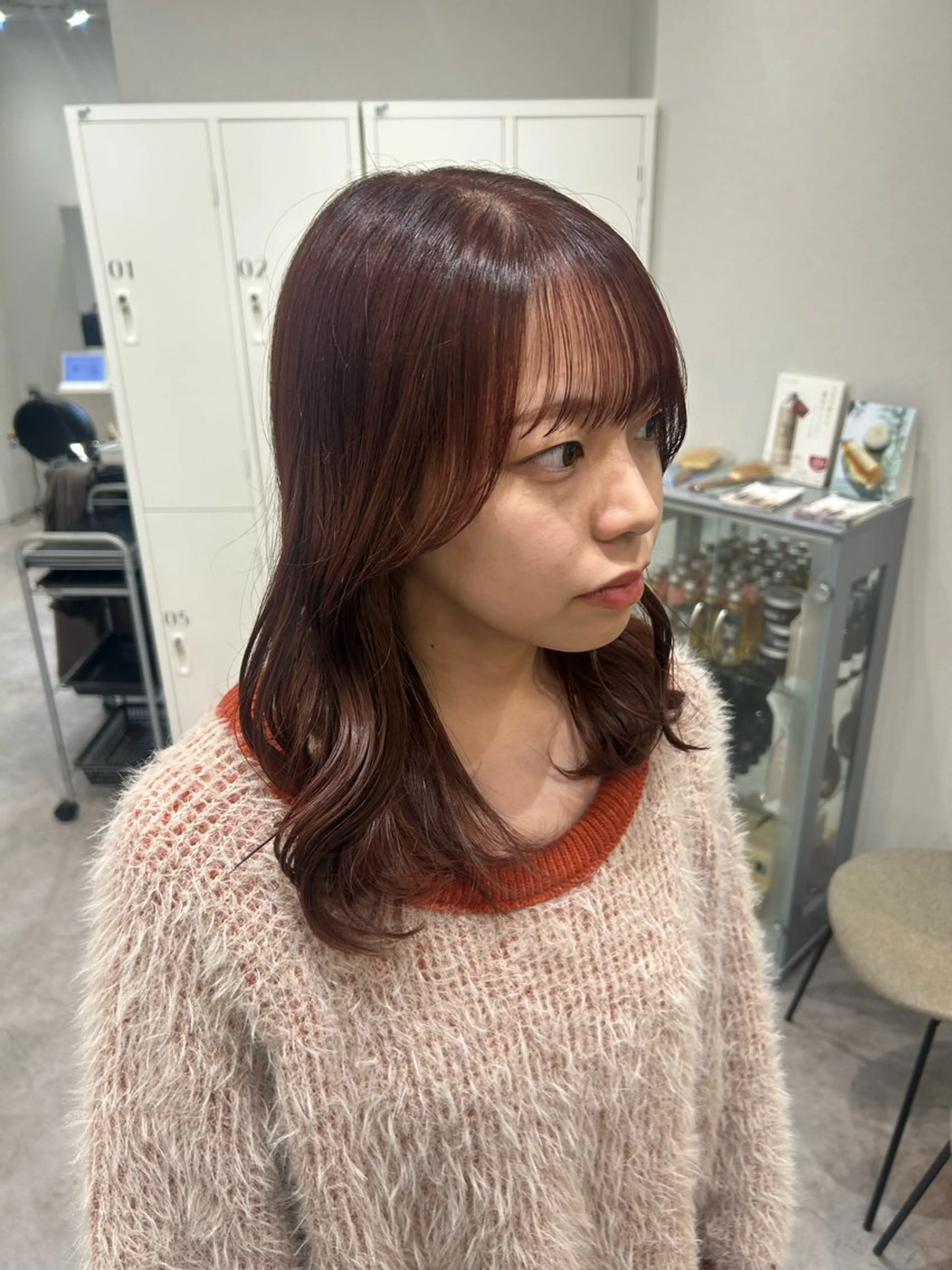 ミディアム カラー ヘアアレンジ ブラウンカラー レッドカラー レッドブラウン ヘアカラー ボブ /ニュアンス/ satomi🧸💖のヘアスタイル