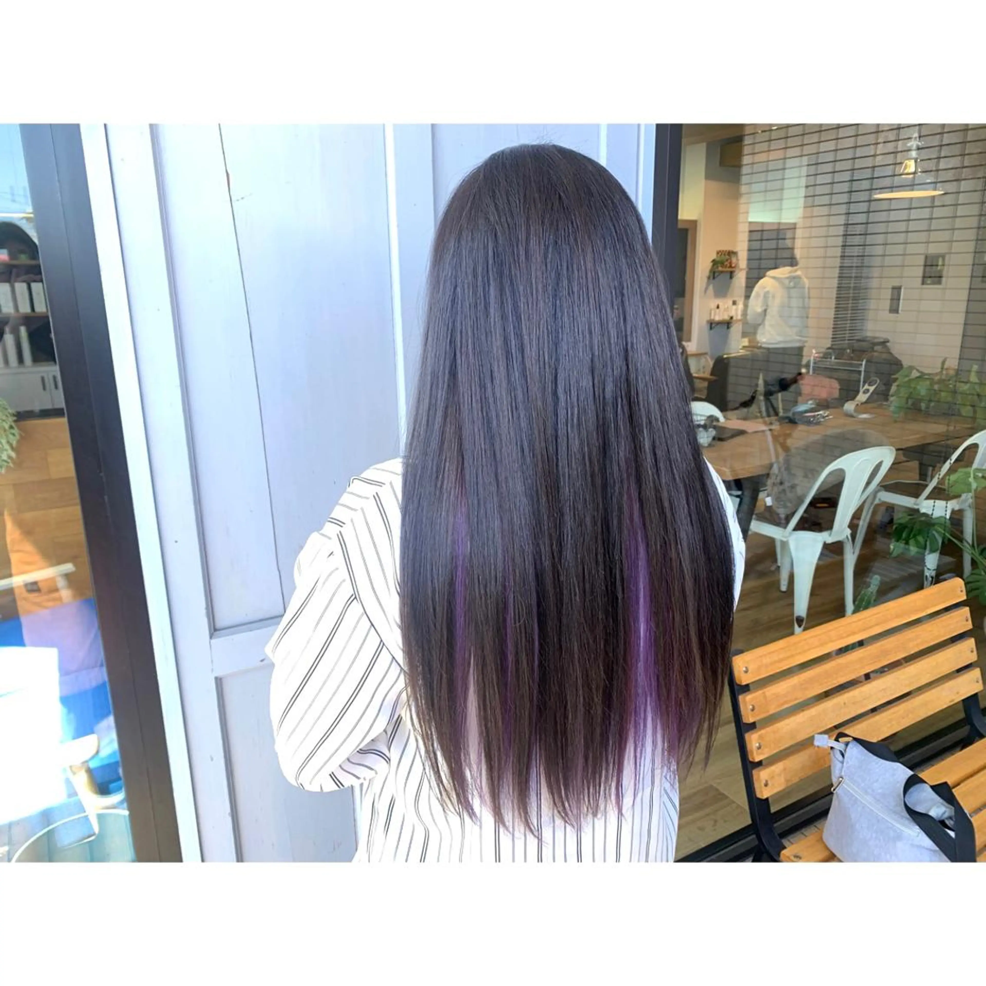ロング カラー パープルカラー ヘアカラー トリートメント ツキダテ ユイのヘアスタイル
