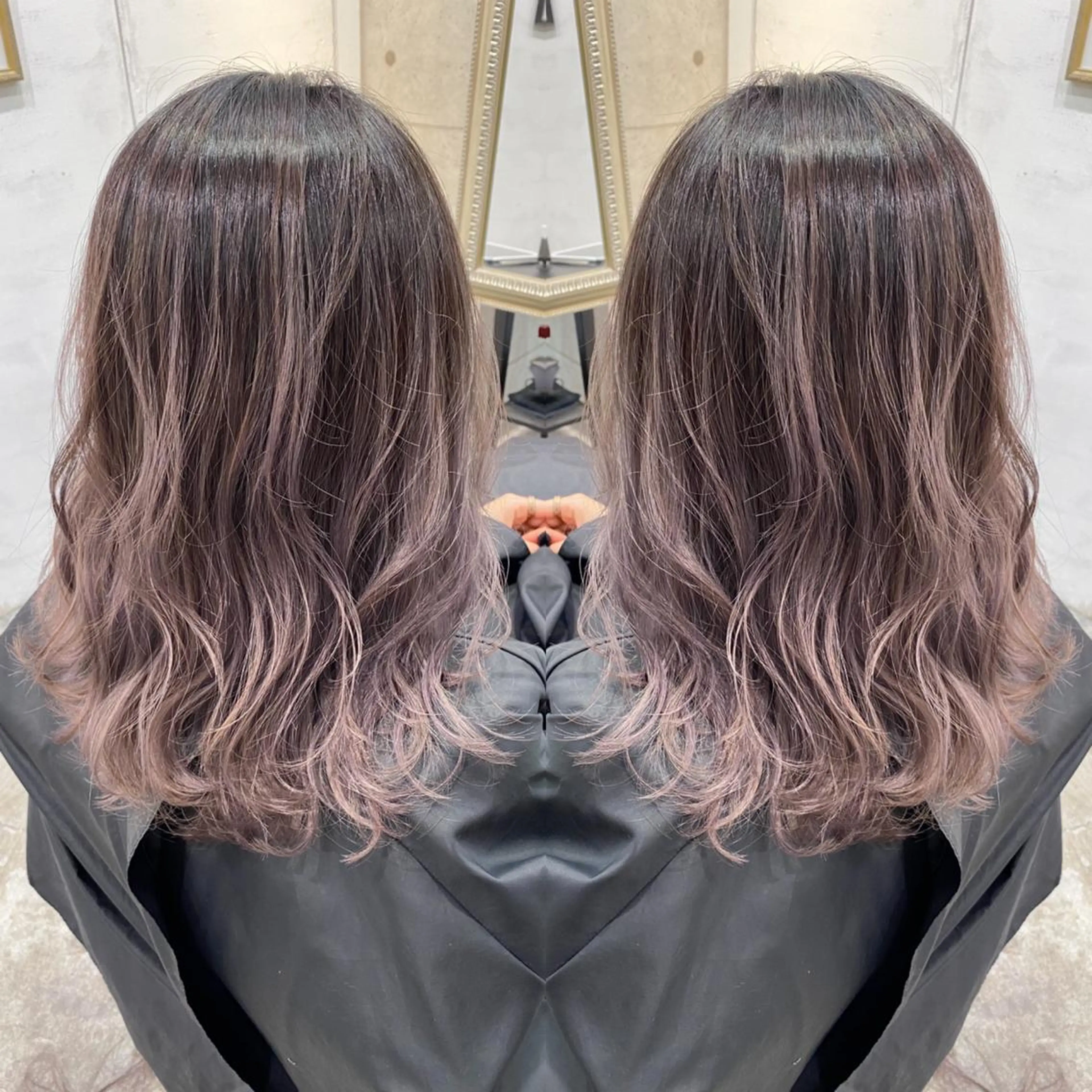 ミディアム カラー ヘアアレンジ アッシュ ラベンダーカラー ラベンダーアッシュ ヘアカラー トリートメント BANK'S hair所属・💐ケラチン 髪質改善寺坂雄飛💐のヘアスタイル