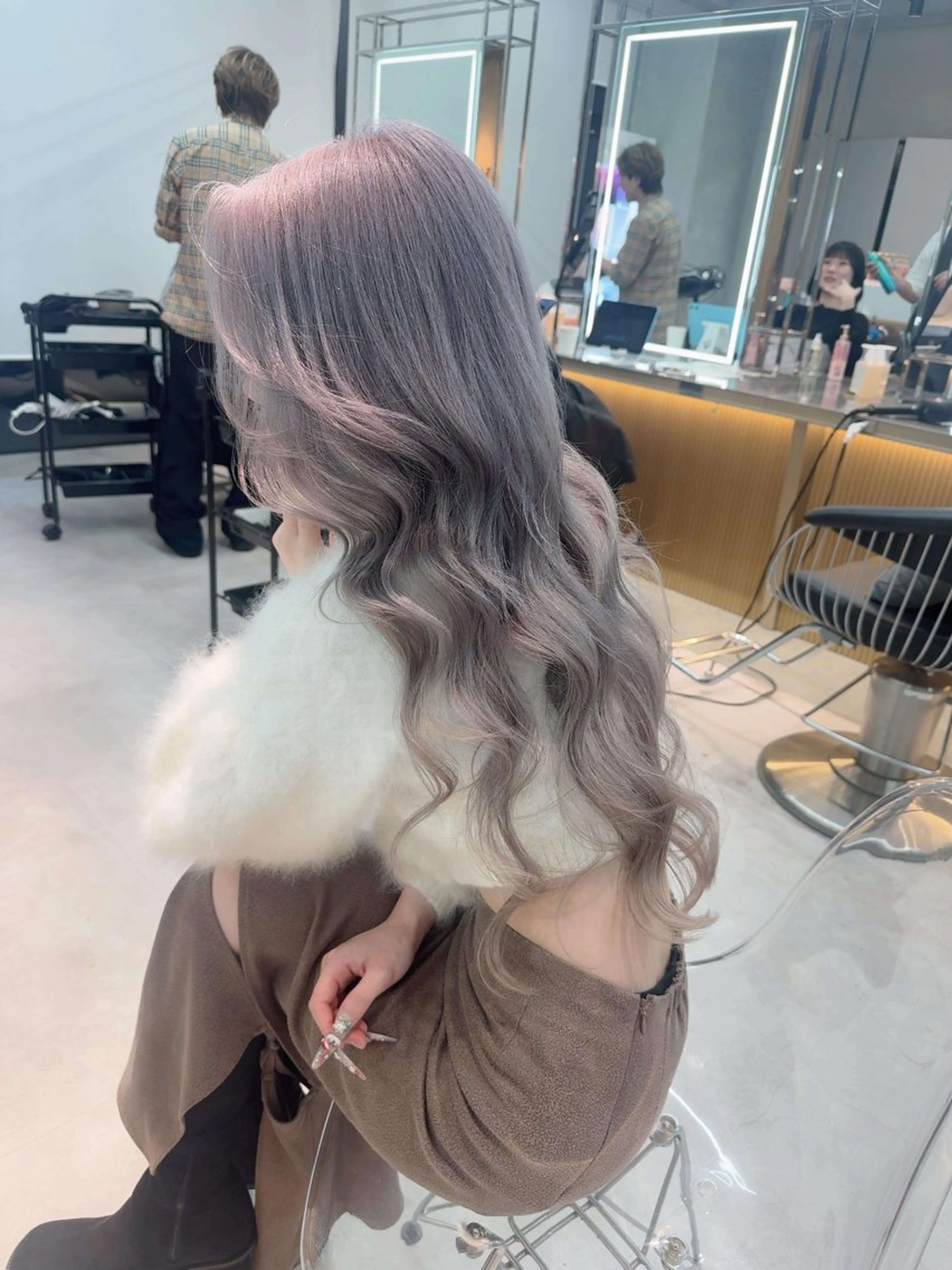 ロング カラー ヘアアレンジ ARIA💎縮毛矯正 ブリーチ💎複雑履歴のヘアスタイル