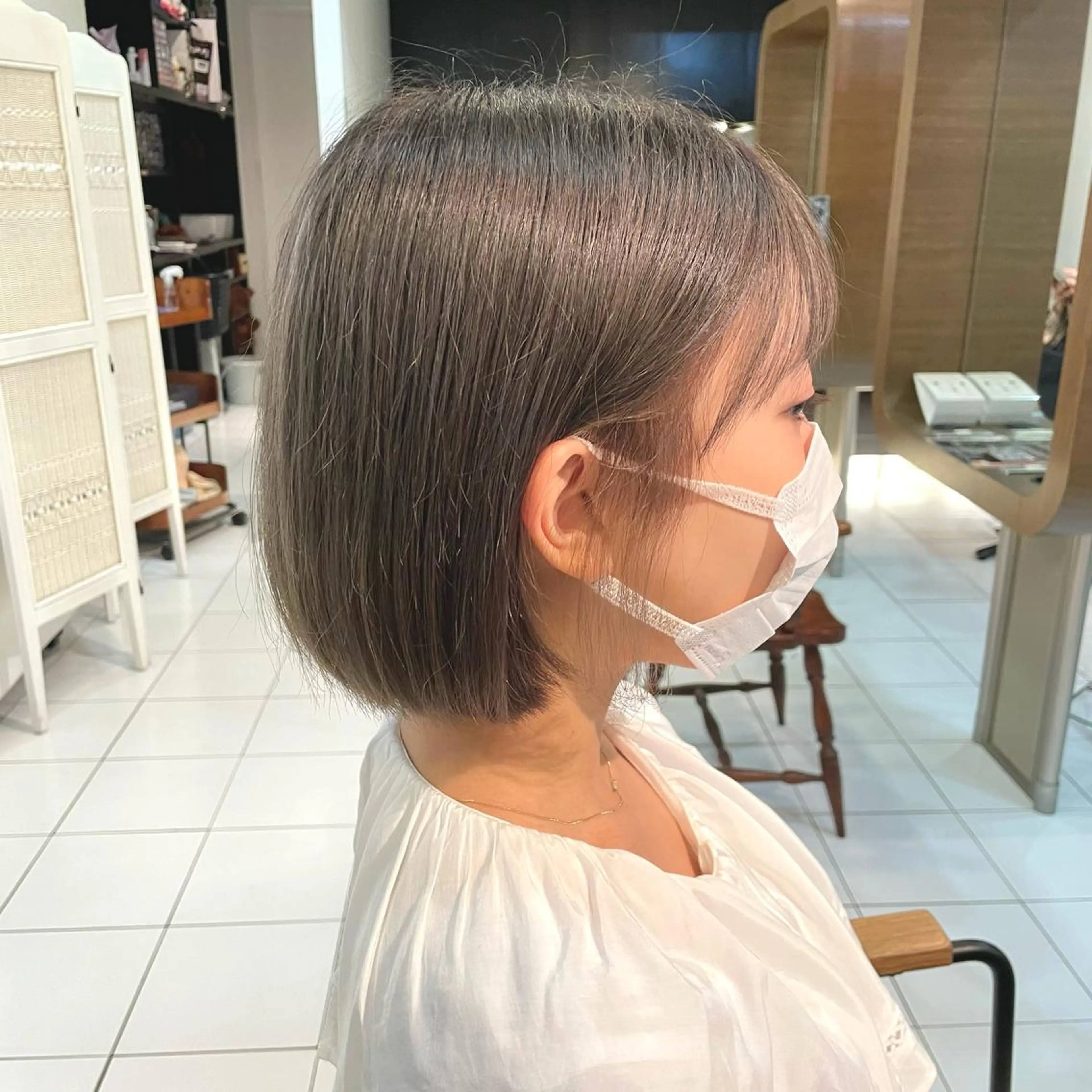 ショート カラー オリーブグレー ボブ 透明感カラー/ 寺田千雅子のヘアスタイル