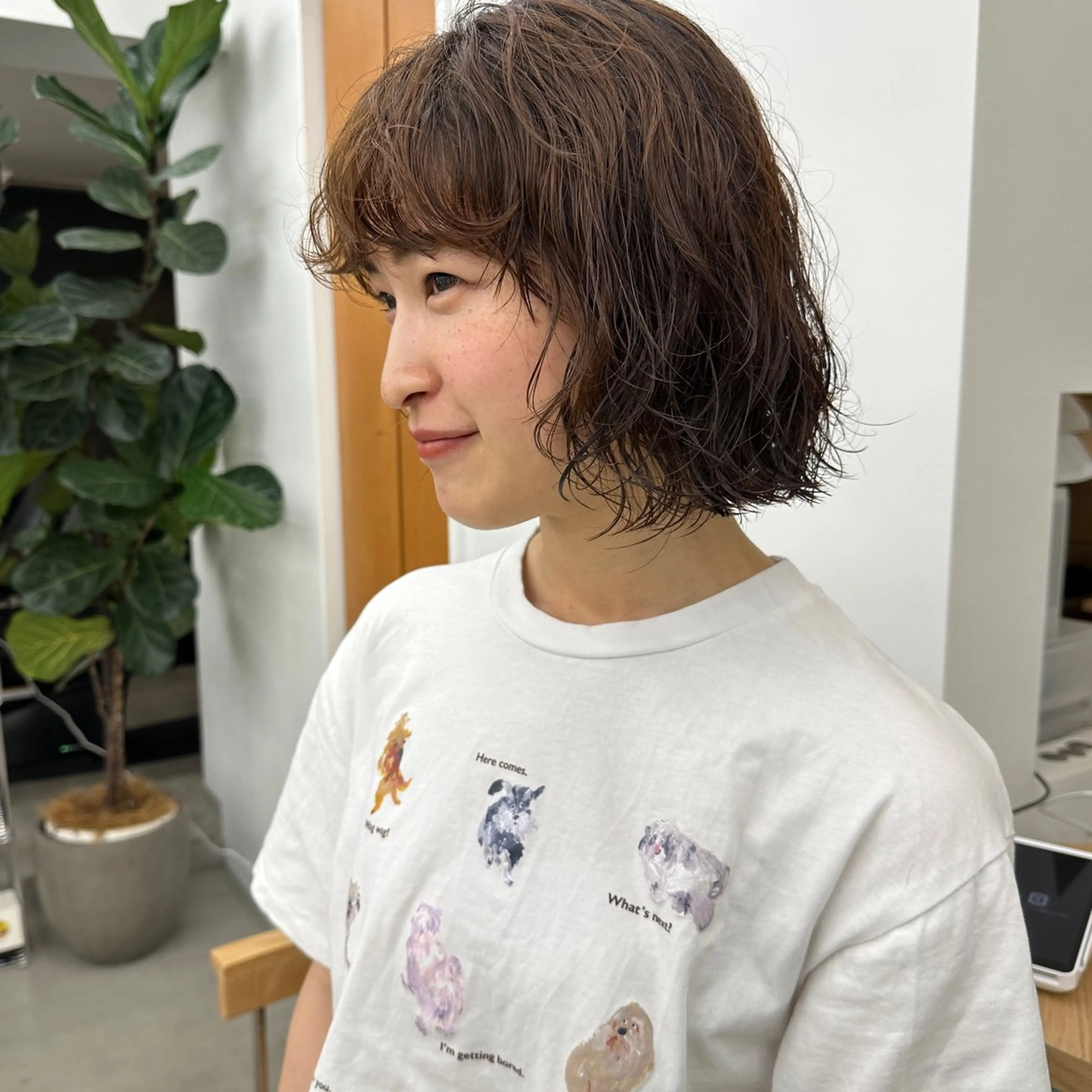 ショート カラー パーマ ボブ カット パーマ トリートメント ボブ/レイヤー/ケア パーマ/リュウタのヘアスタイル