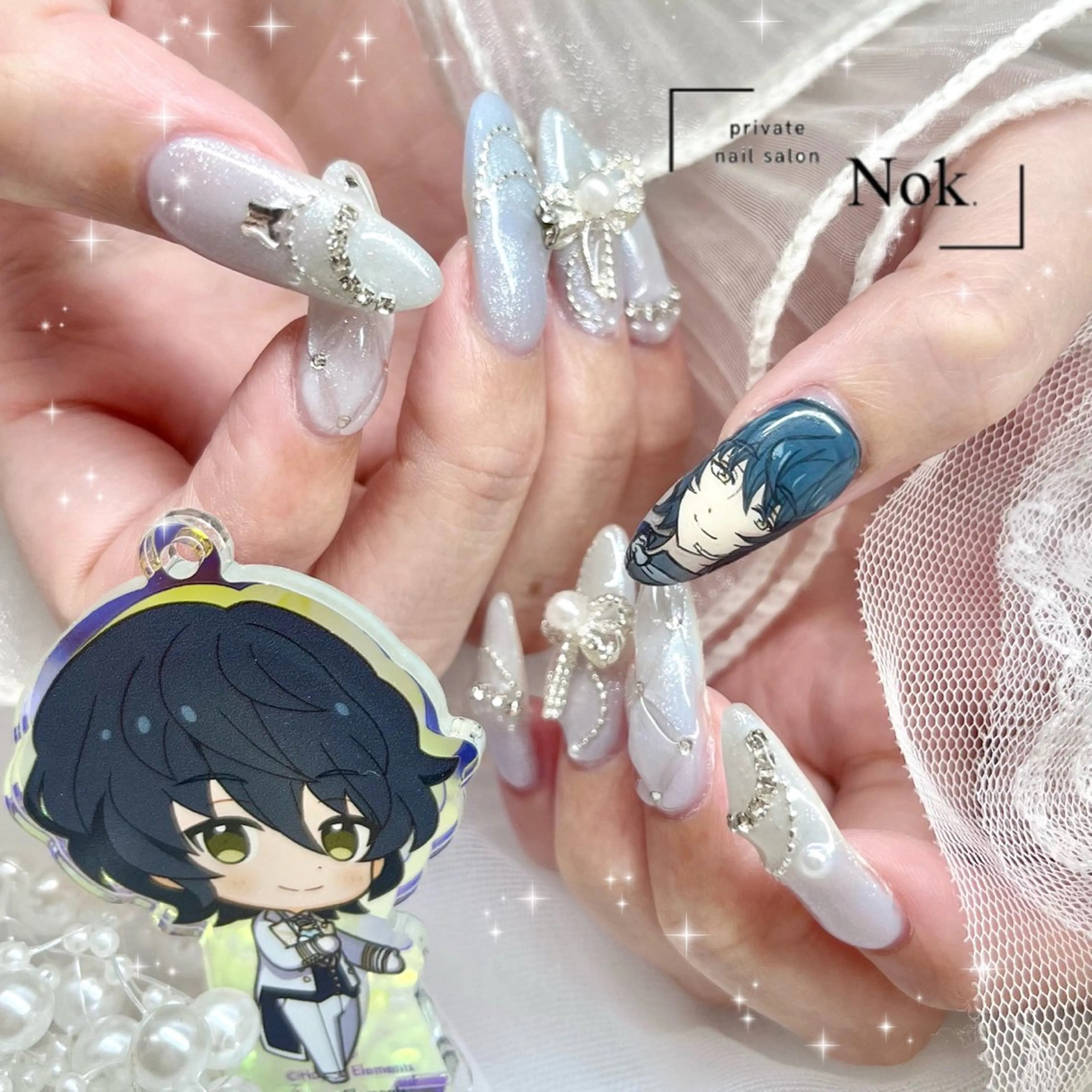 ネイル リボン ハンドネイル 池袋痛ネイル Nok. 渡辺のネイルデザイン