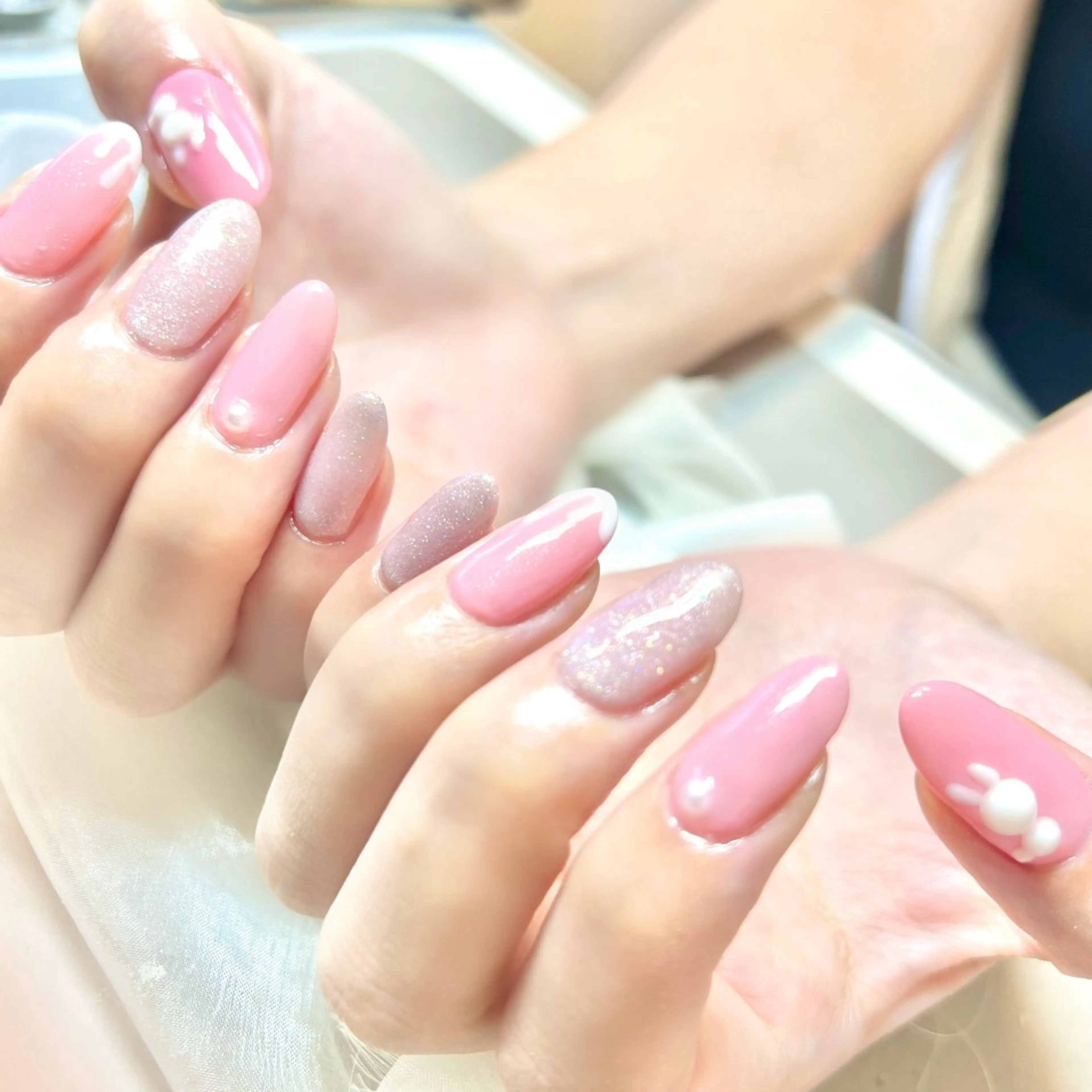 ネイル アートネイル オーロラネイル ジェルネイル 韓国ネイル ロングネイル ハンドネイル clover nailのネイルデザイン