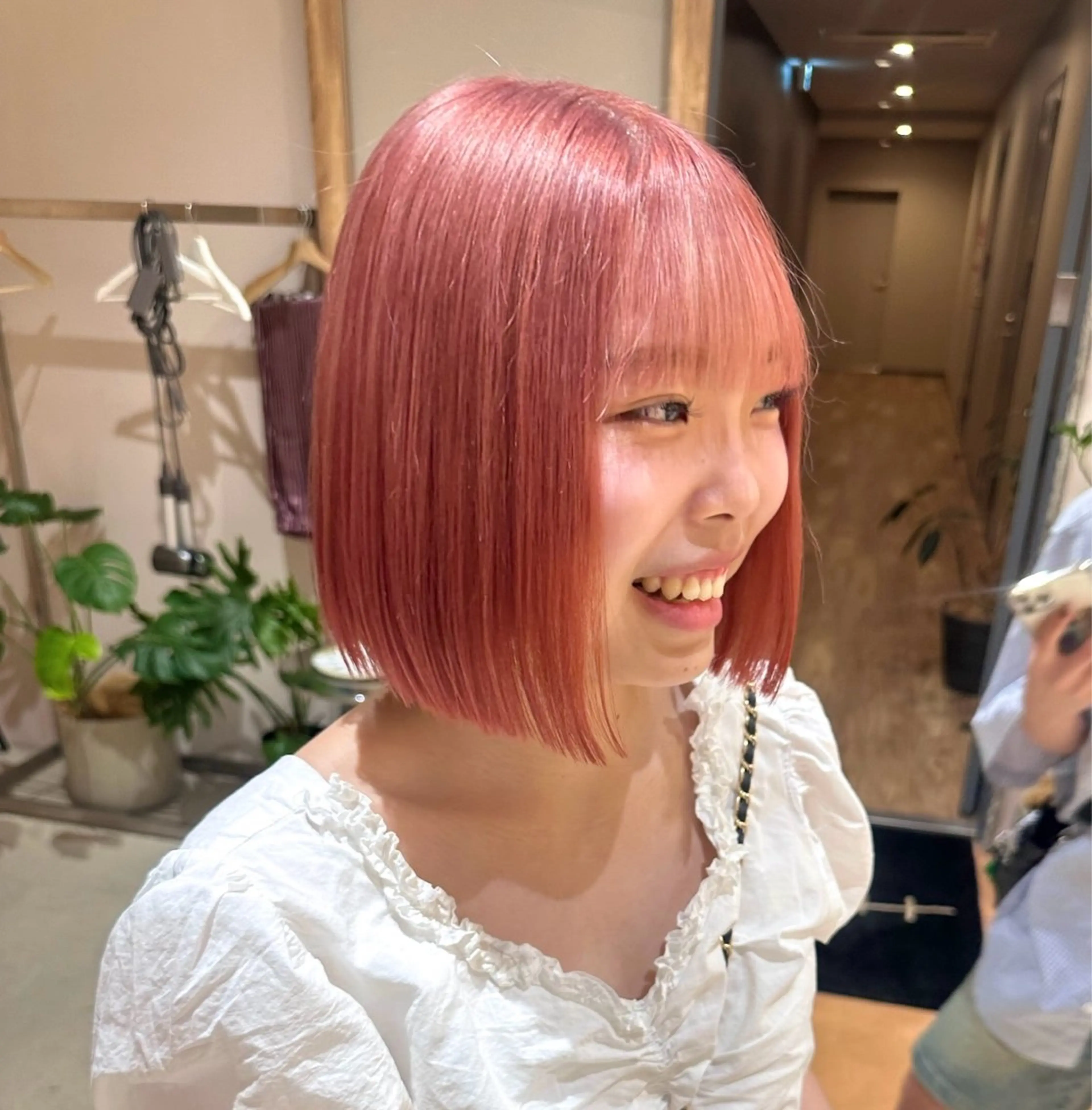 ミディアム カラー ピンクカラー カット ヘアカラー layer・bob カット/  YURIのヘアスタイル