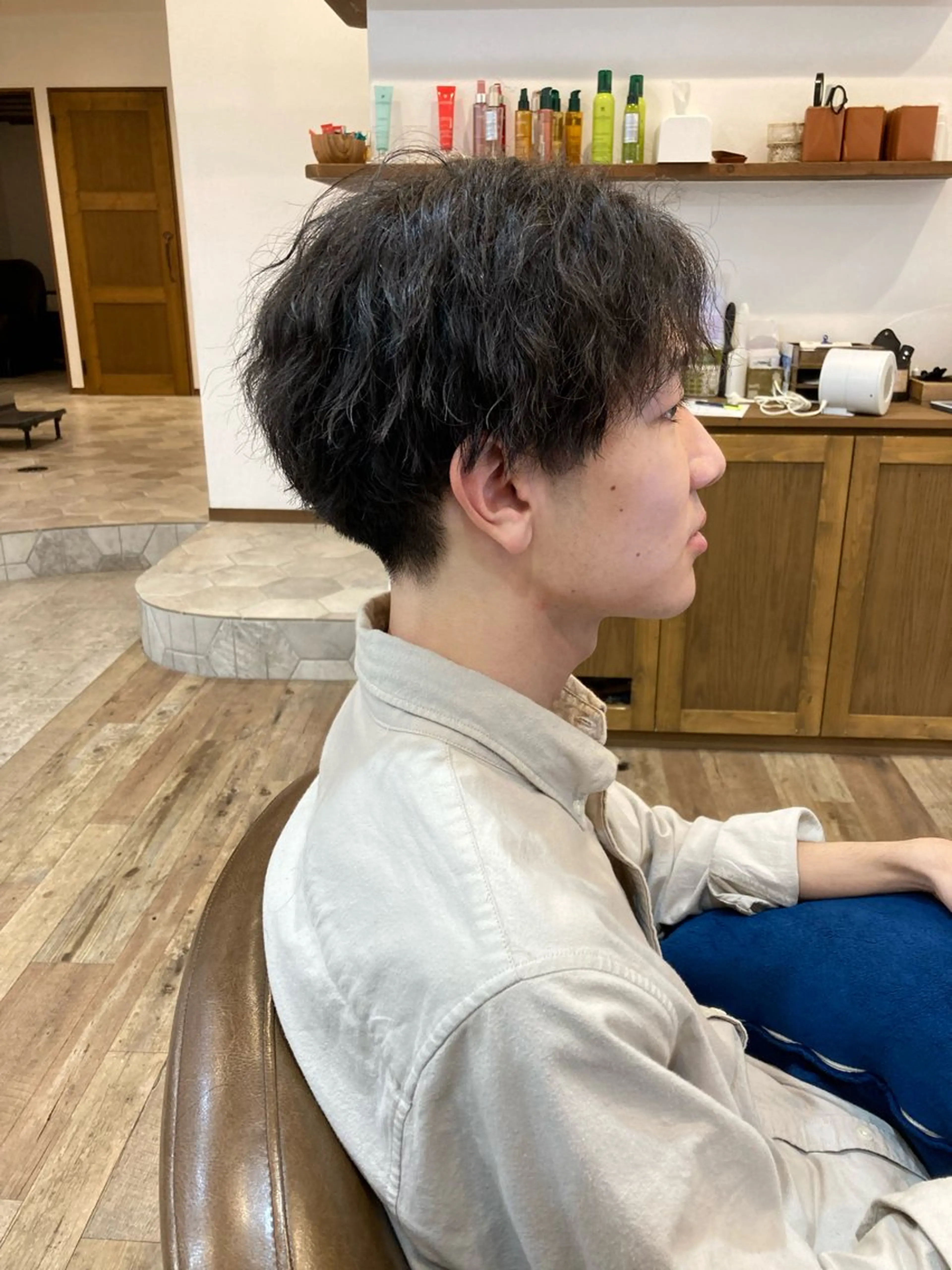 ミディアム パーマ メンズ カット特化型 美容師/栗本のヘアスタイル