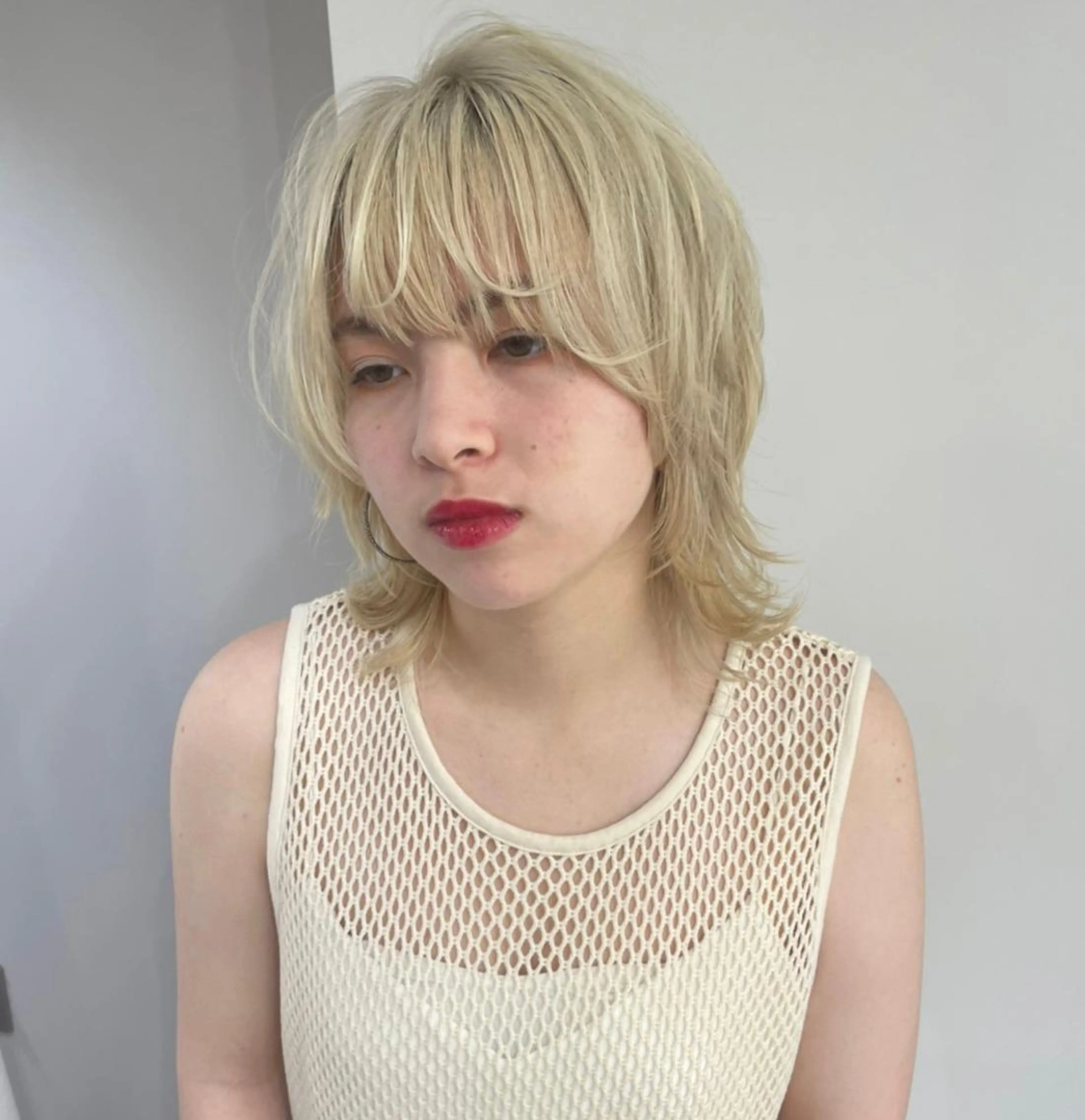 ショート カラー ハイトーンカラー ショートヘア ウルフカット パーマ＊ 顔まわり似合わせのヘアスタイル