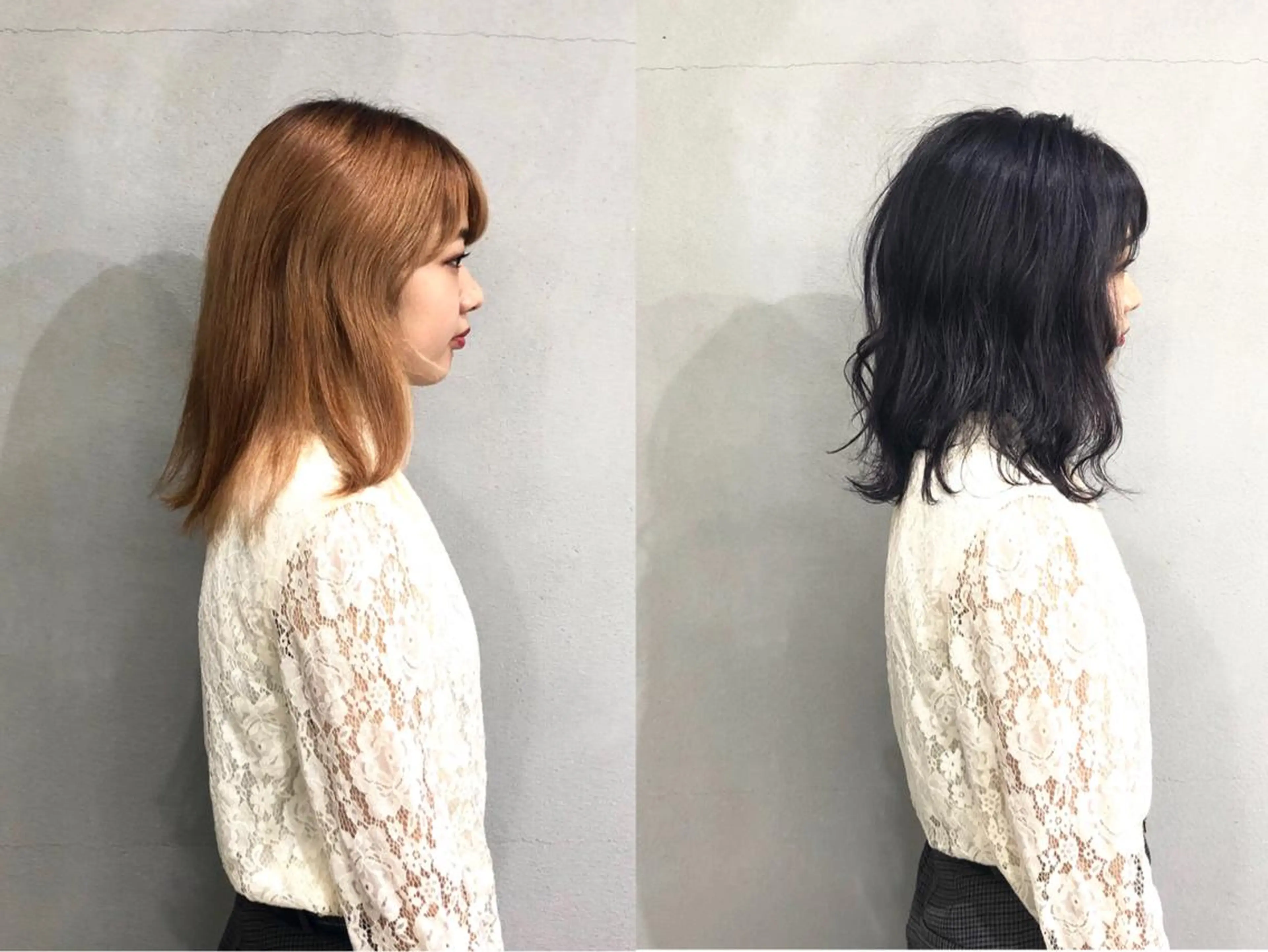ミディアム カラー 切りっぱなしボブ バイオレットカラー ボブ カット ヘアカラー トリートメント ボブ/ショート/ 白髪染め/メンズ葛西のヘアスタイル