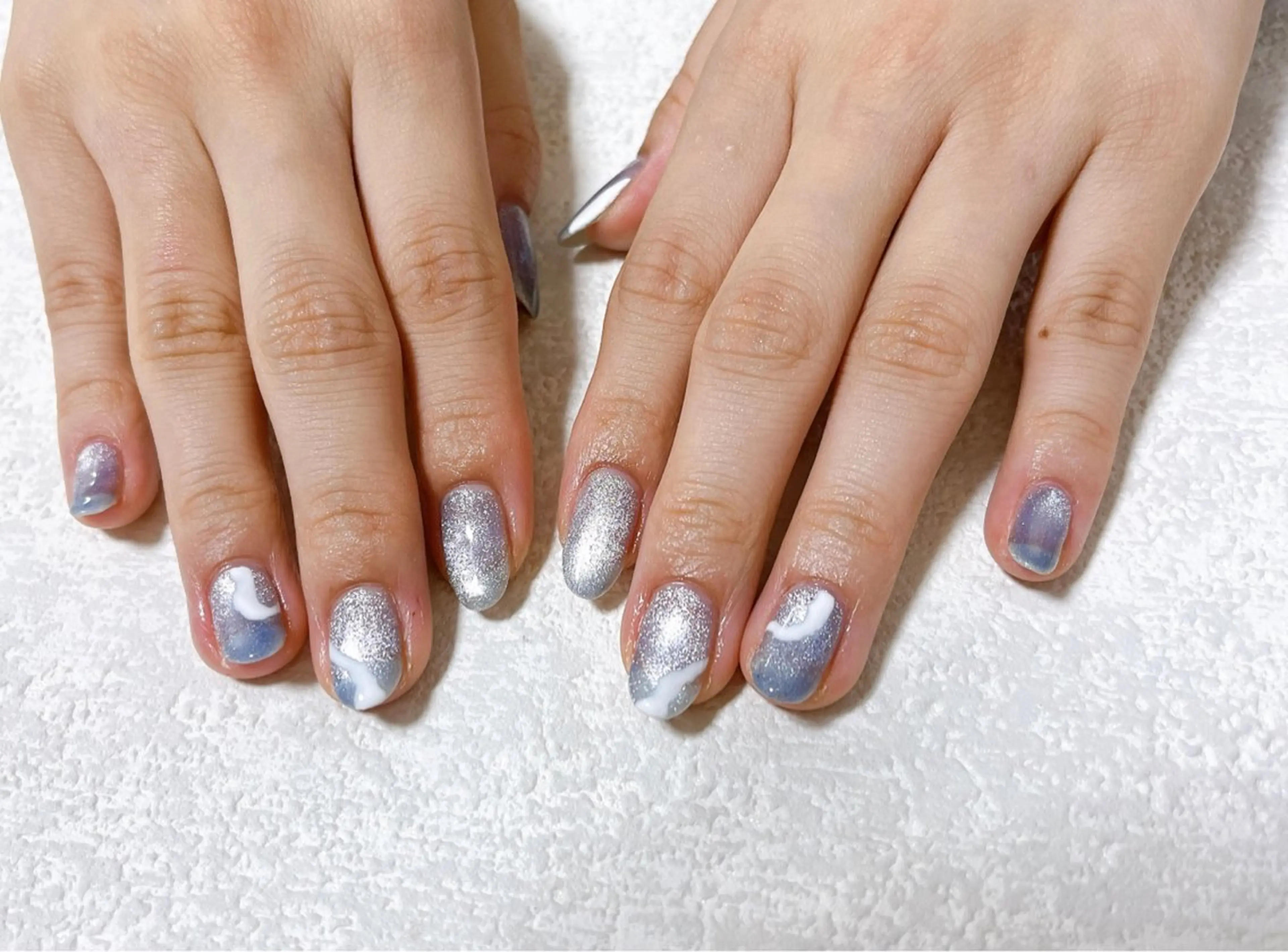 ネイル オーロラネイル フットネイル フレンチネイル ジェルネイル 韓国ネイル ハンドネイル Mogu nail 二子玉川のネイルデザイン