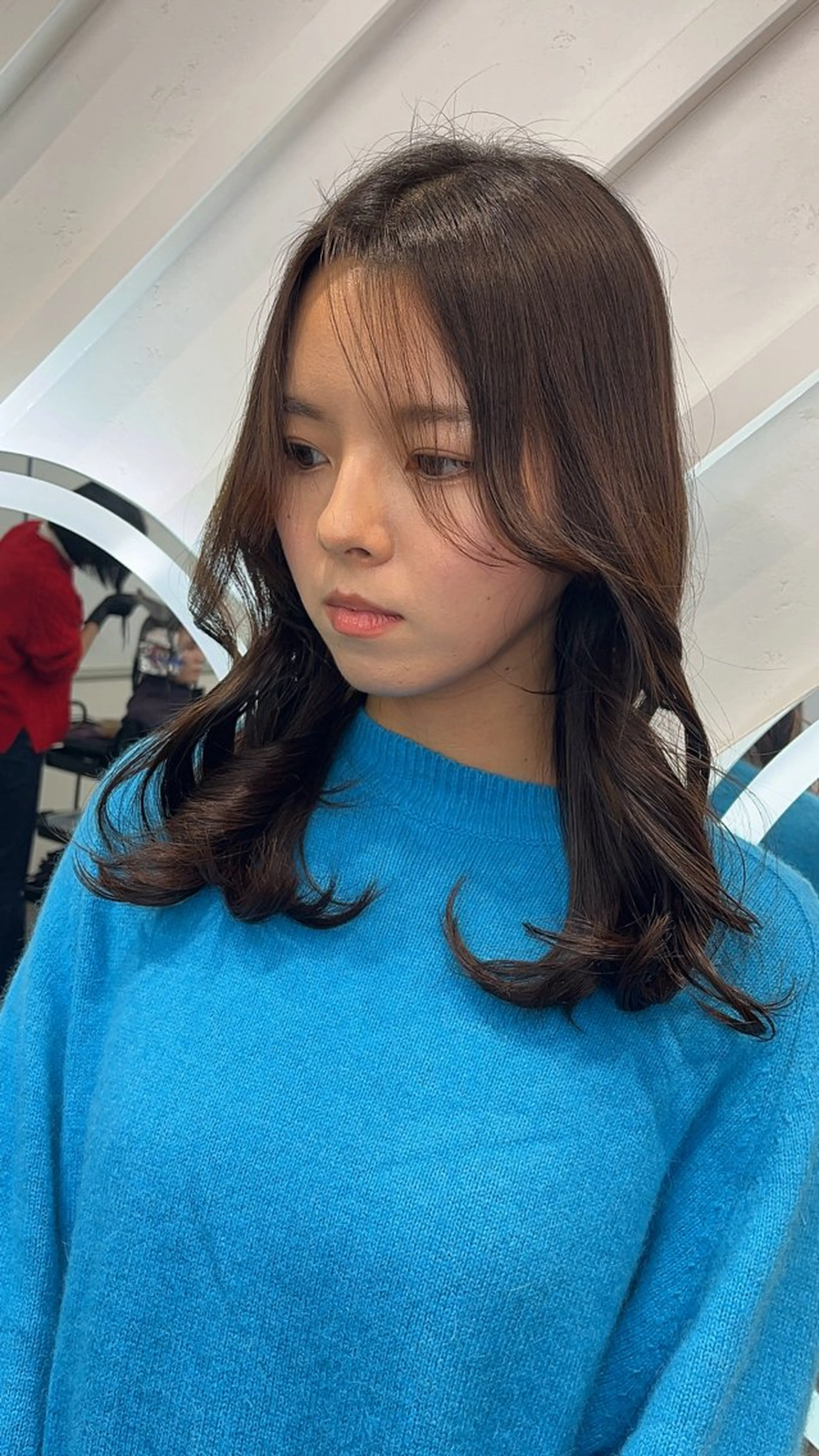 ミディアム 山崎/ボブ縮毛矯正 レイヤー髪質改善のヘアスタイル