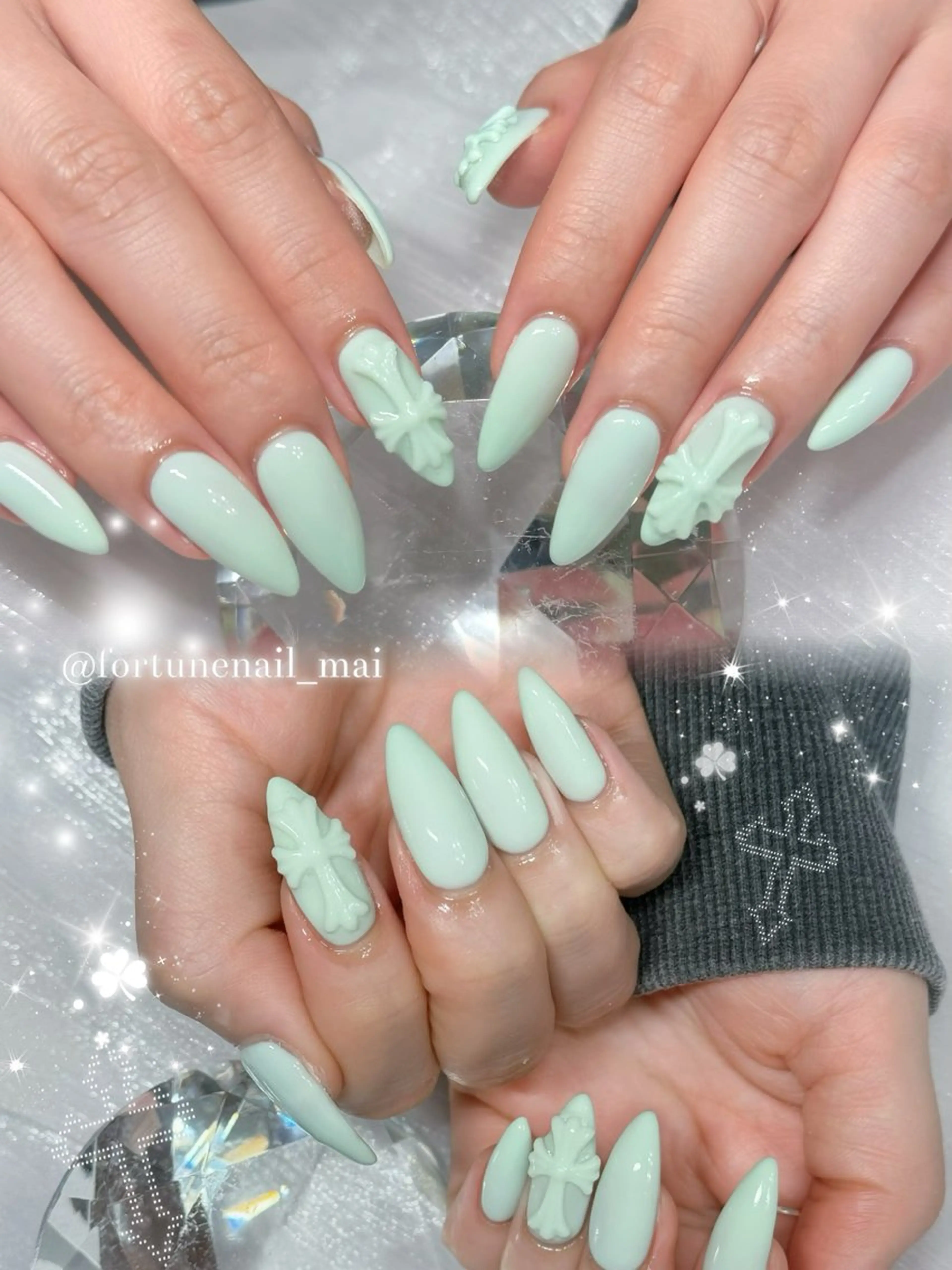ネイル グリーン ハンドネイル 🎀Mai 🎀のネイルデザイン
