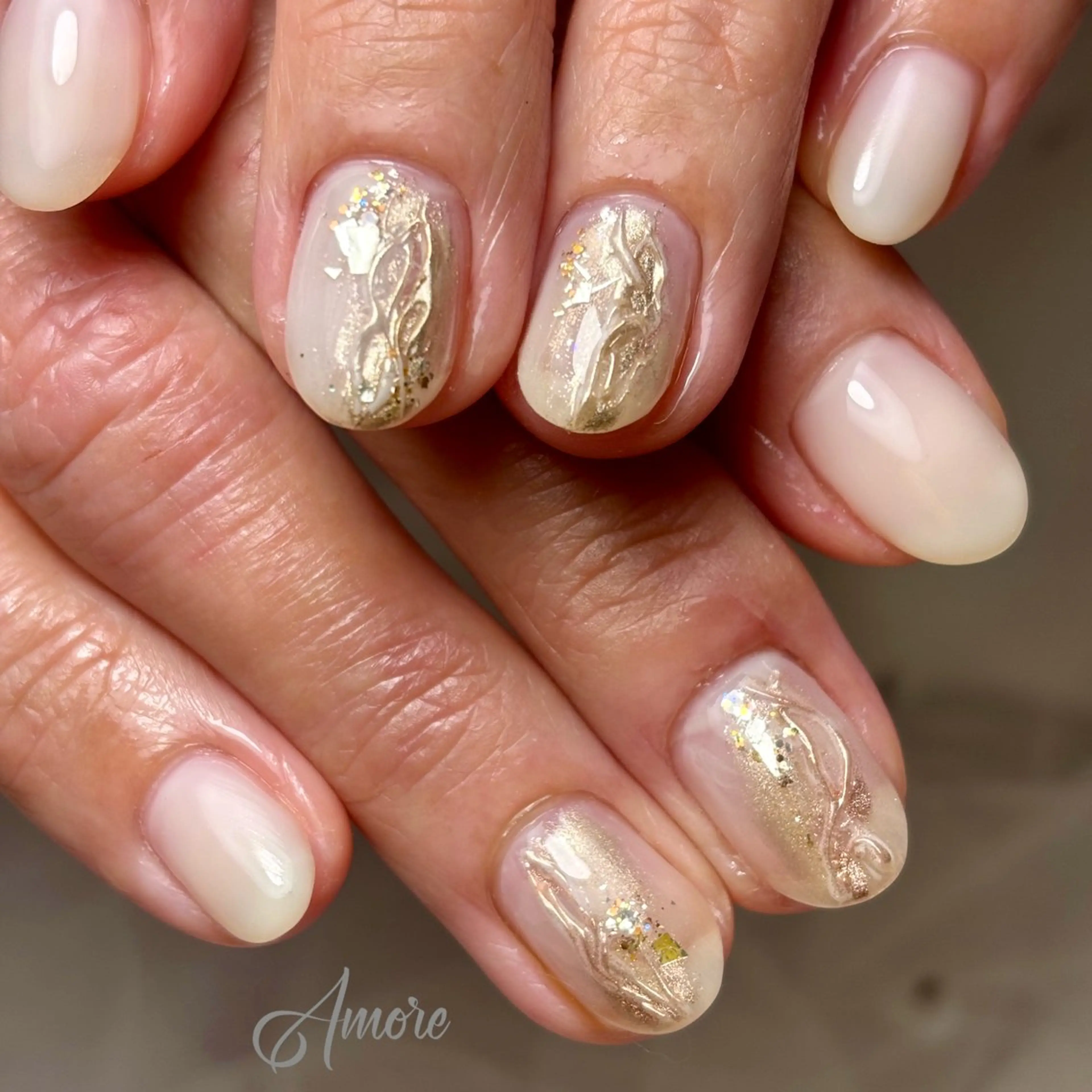 ネイル アニマル柄 桜ネイル ジェルネイル キラキラネイル 韓国ネイル You kyehwaのネイルデザイン