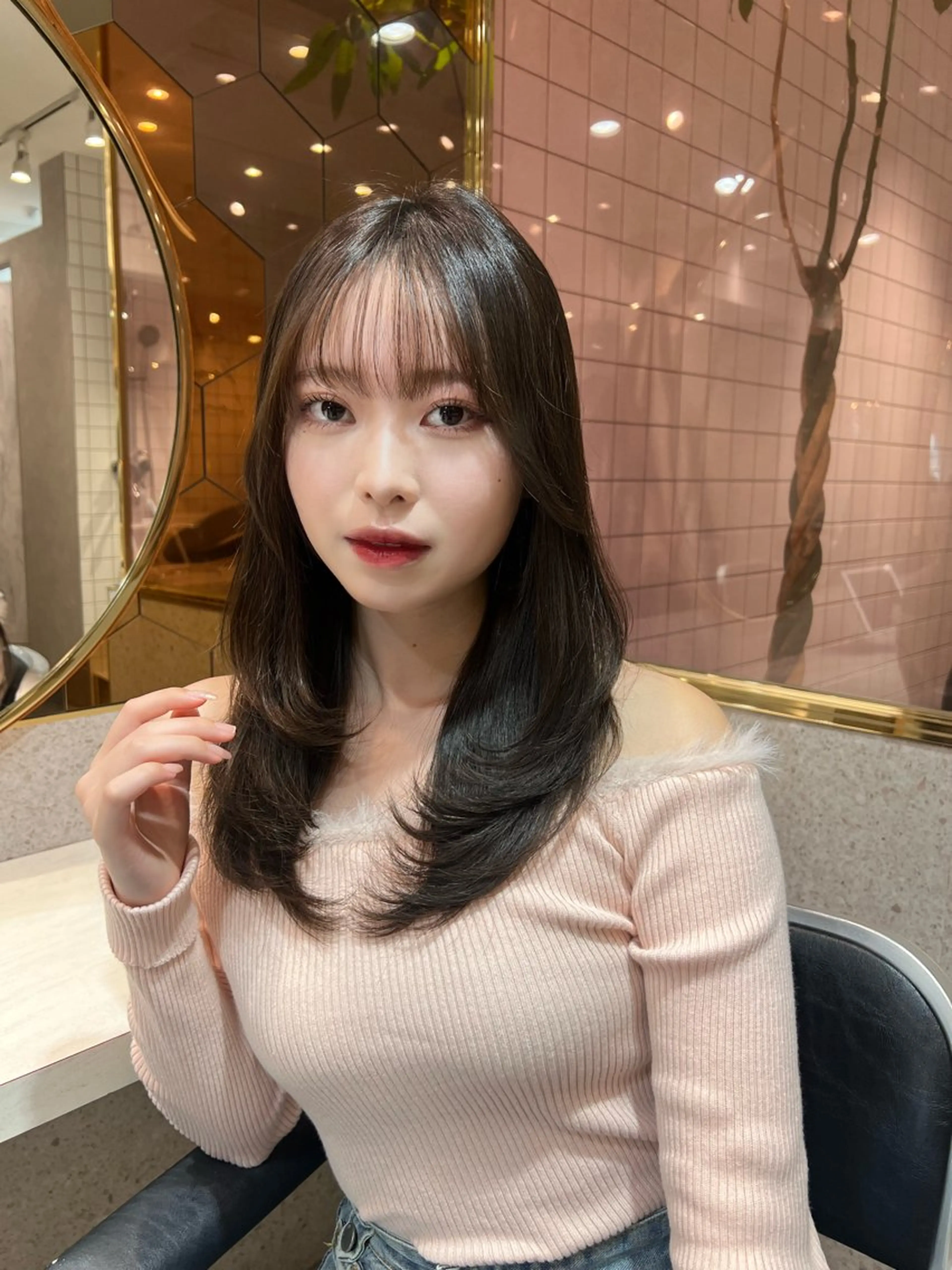 セミロング レイヤーカット カット トリートメント 🎀しゅな/韓国 レイヤー/透明感♡のヘアスタイル