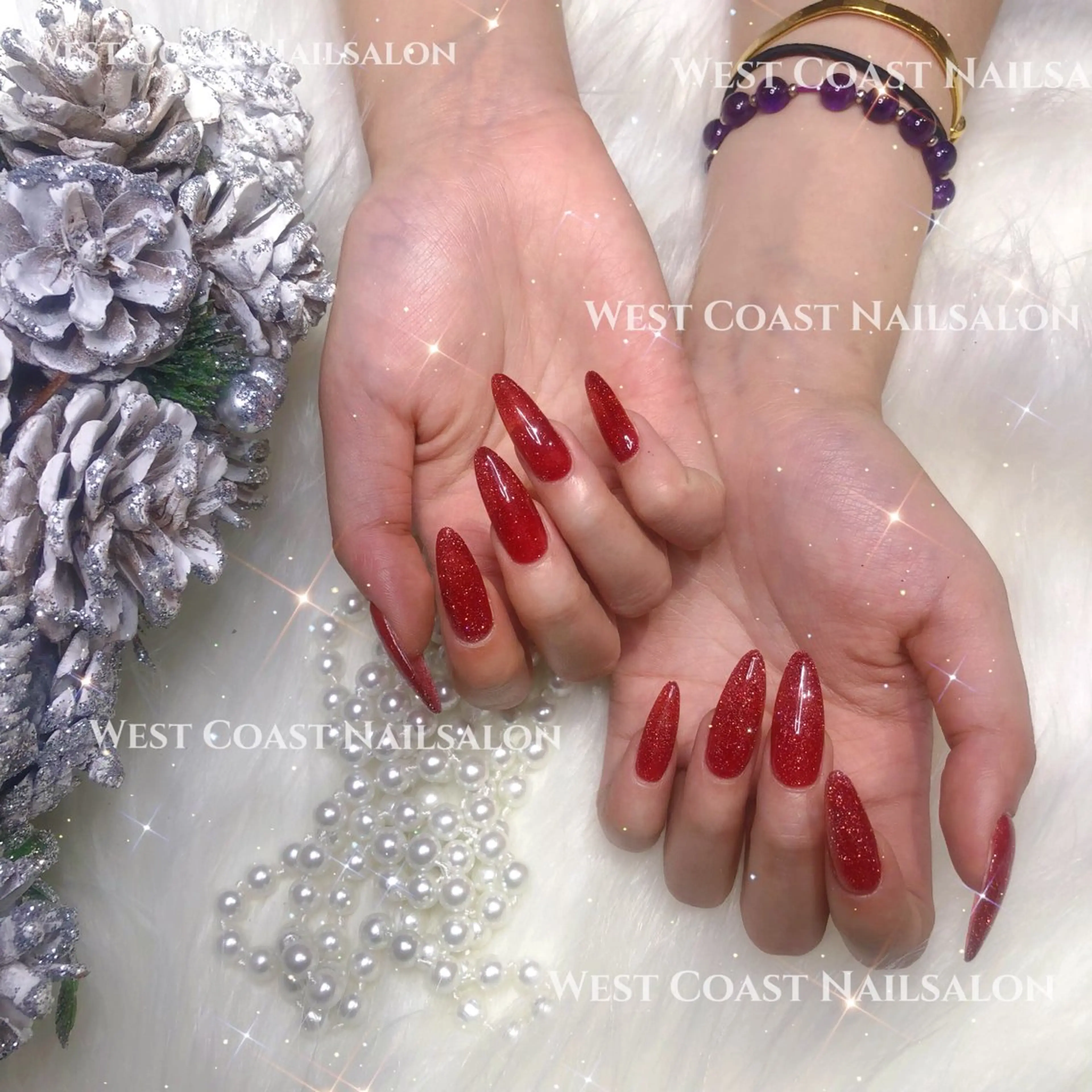 ネイル リボン、ガーリー パーツ放題専門店のネイルデザイン