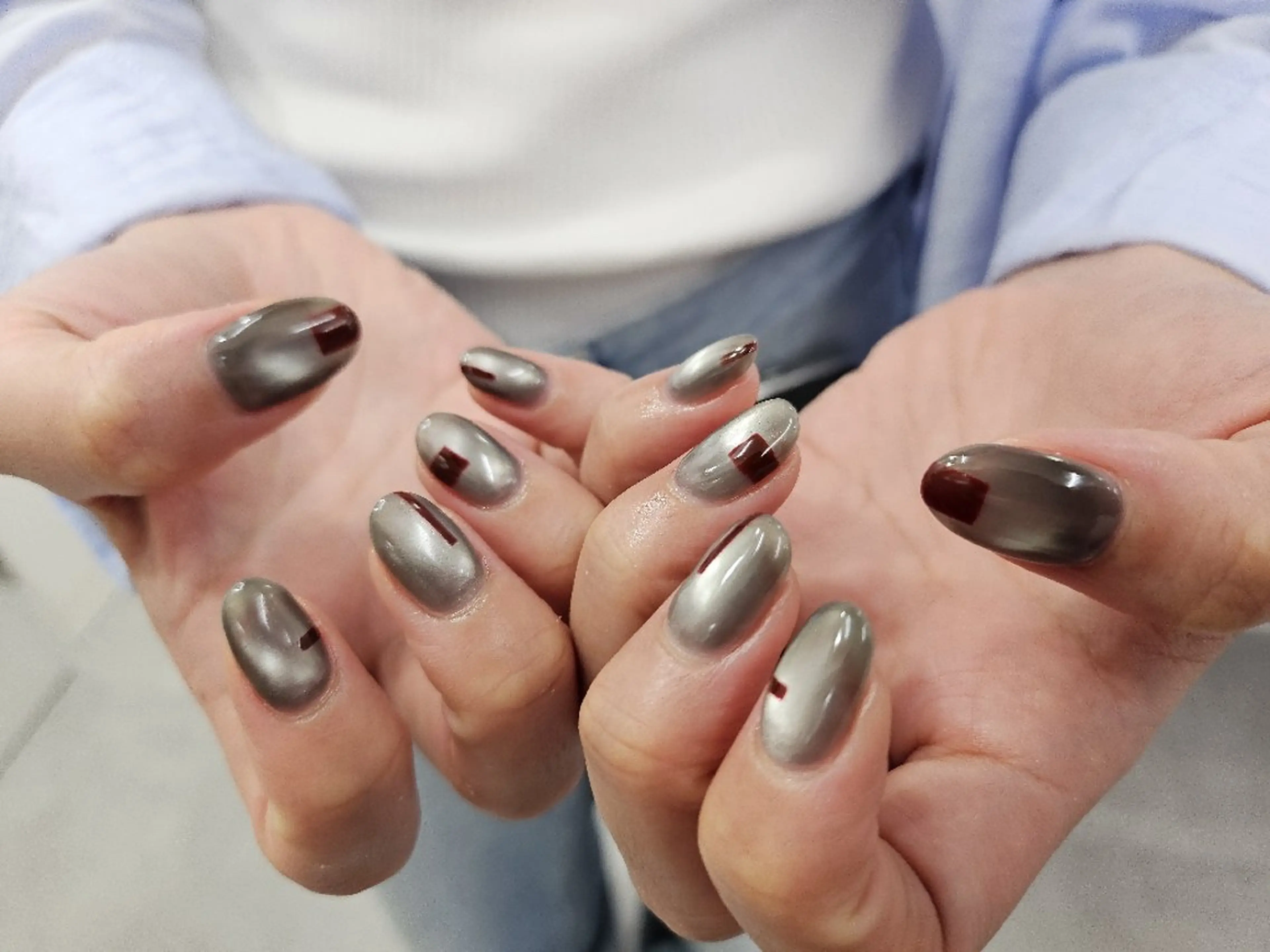 ネイル ジェルネイル マグネットネイル パラジェル シンプルネイル ハンドネイル puku nail 🌼kazu🌼のネイルデザイン