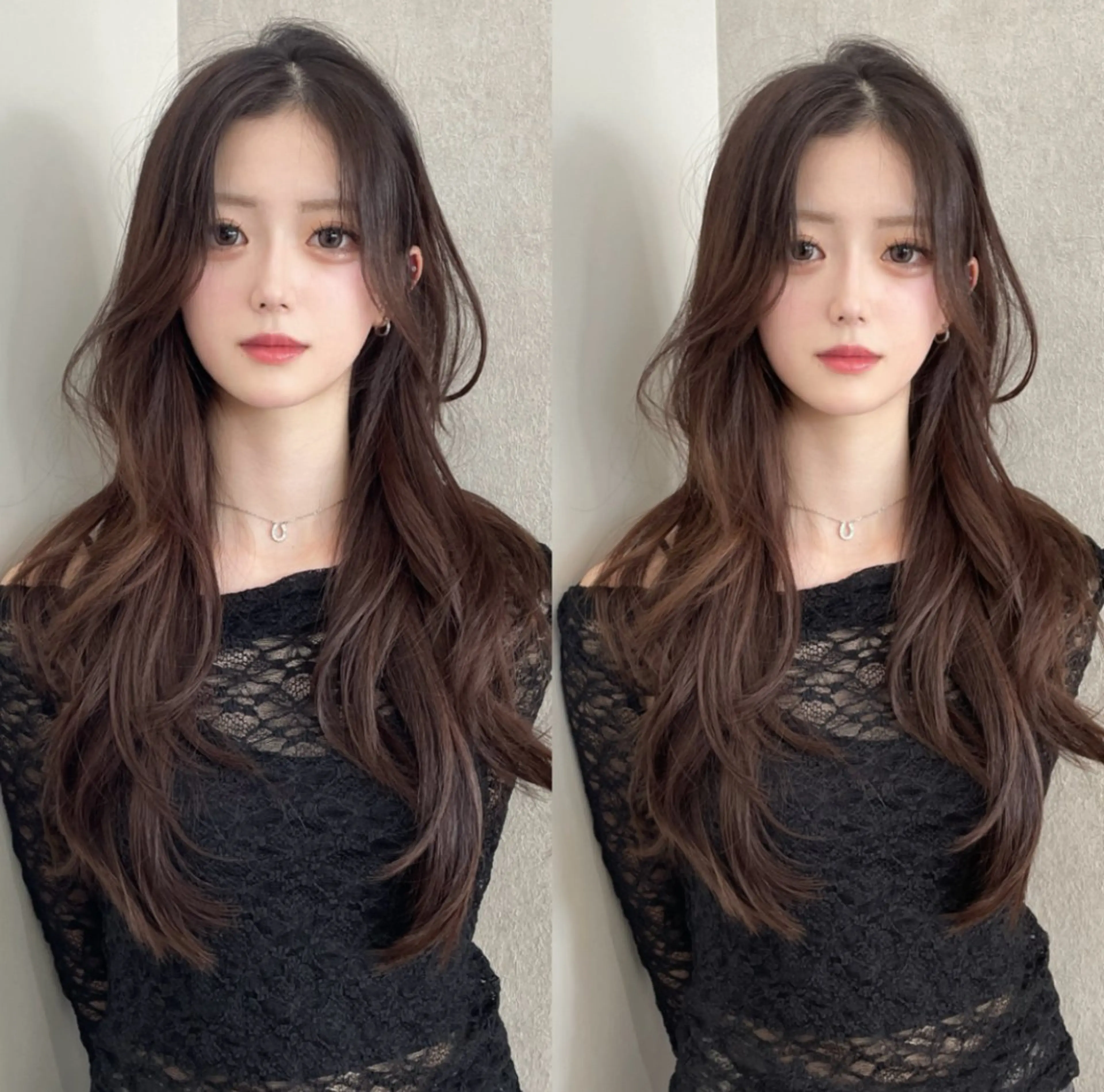 ロング カット ヘアカラー トリートメント ヘッドスパ ヘアセット ハッシュカット🖤 レイヤー/透けカラーのヘアスタイル