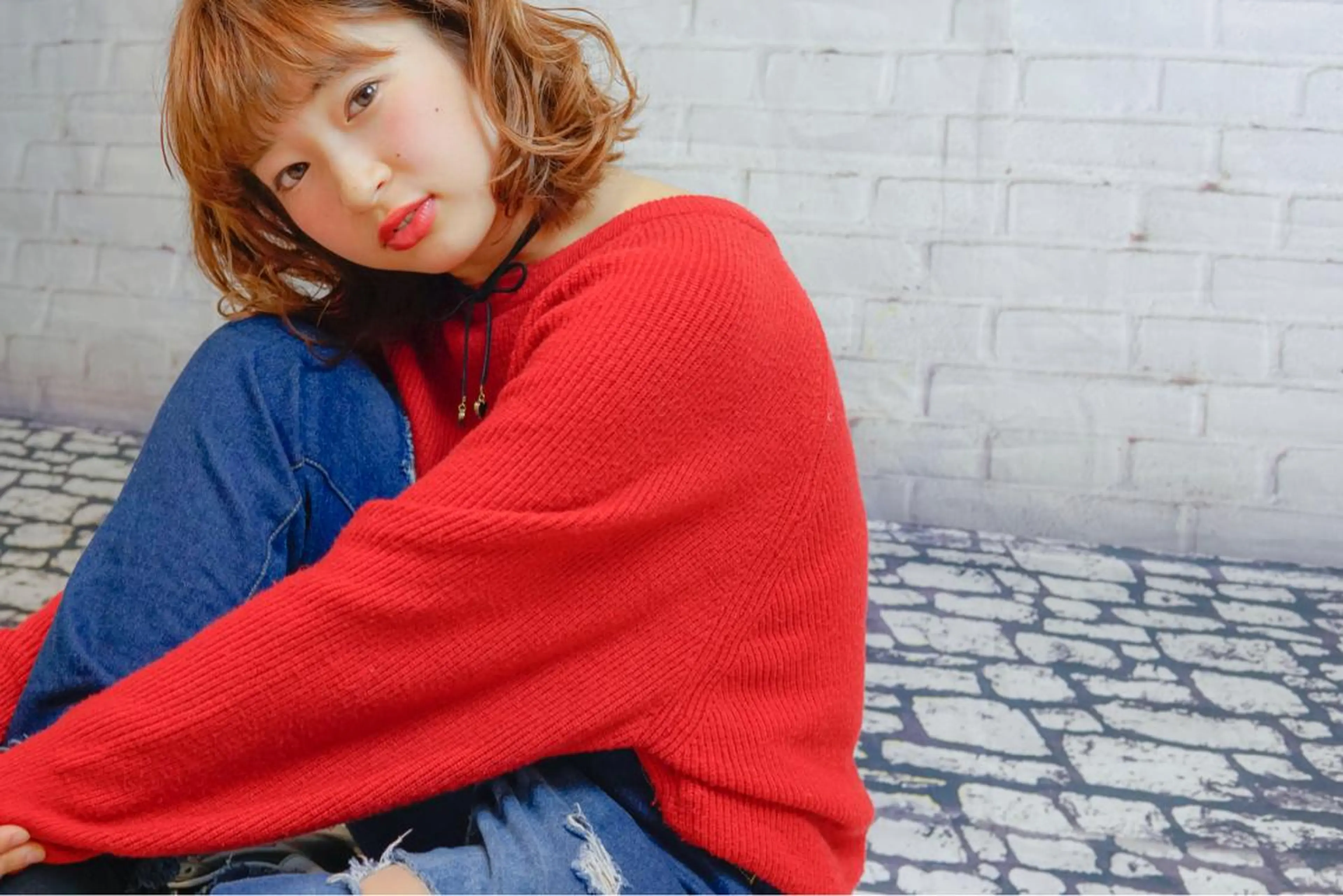 ミディアム ボブ 外ハネヘア 髪質改善、エクステ 山口卓哉のヘアスタイル