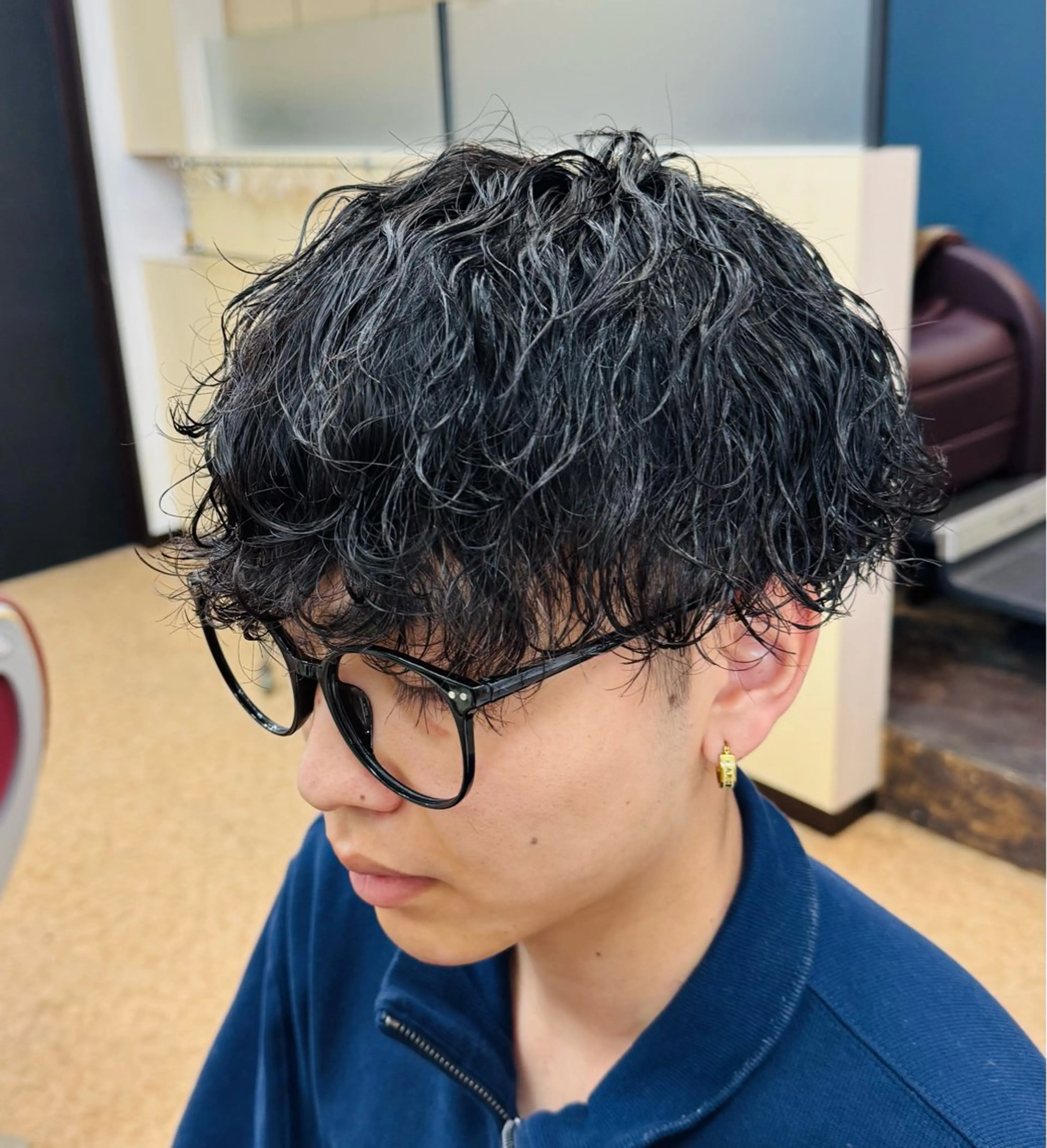 ミディアム メンズ 波巻きパーマ カット パーマ 焼津メンズパーマ特化 大石雄生のヘアスタイル