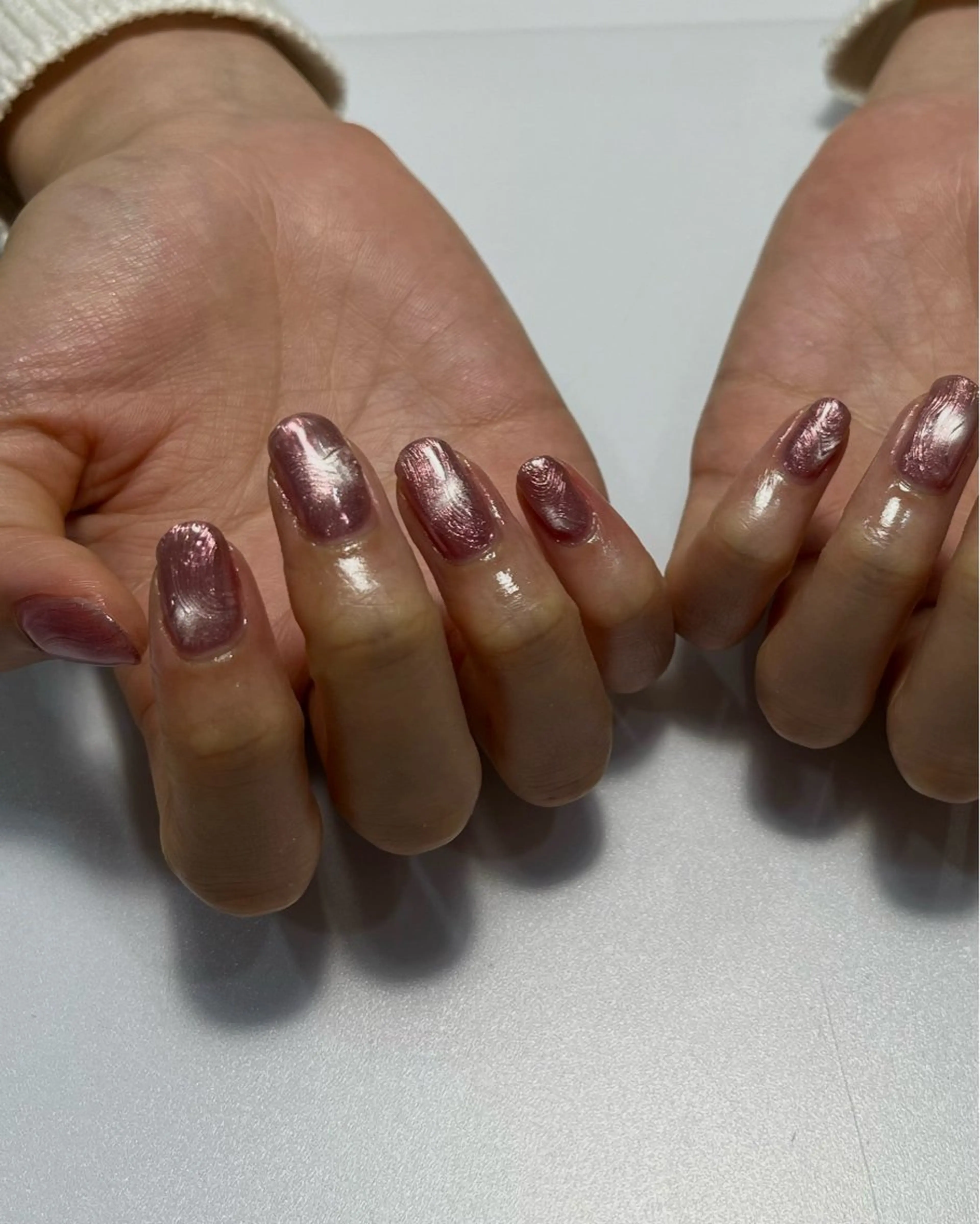 ネイル マグネットネイル ミラーネイル ピンク kanatsu yorikoのネイルデザイン