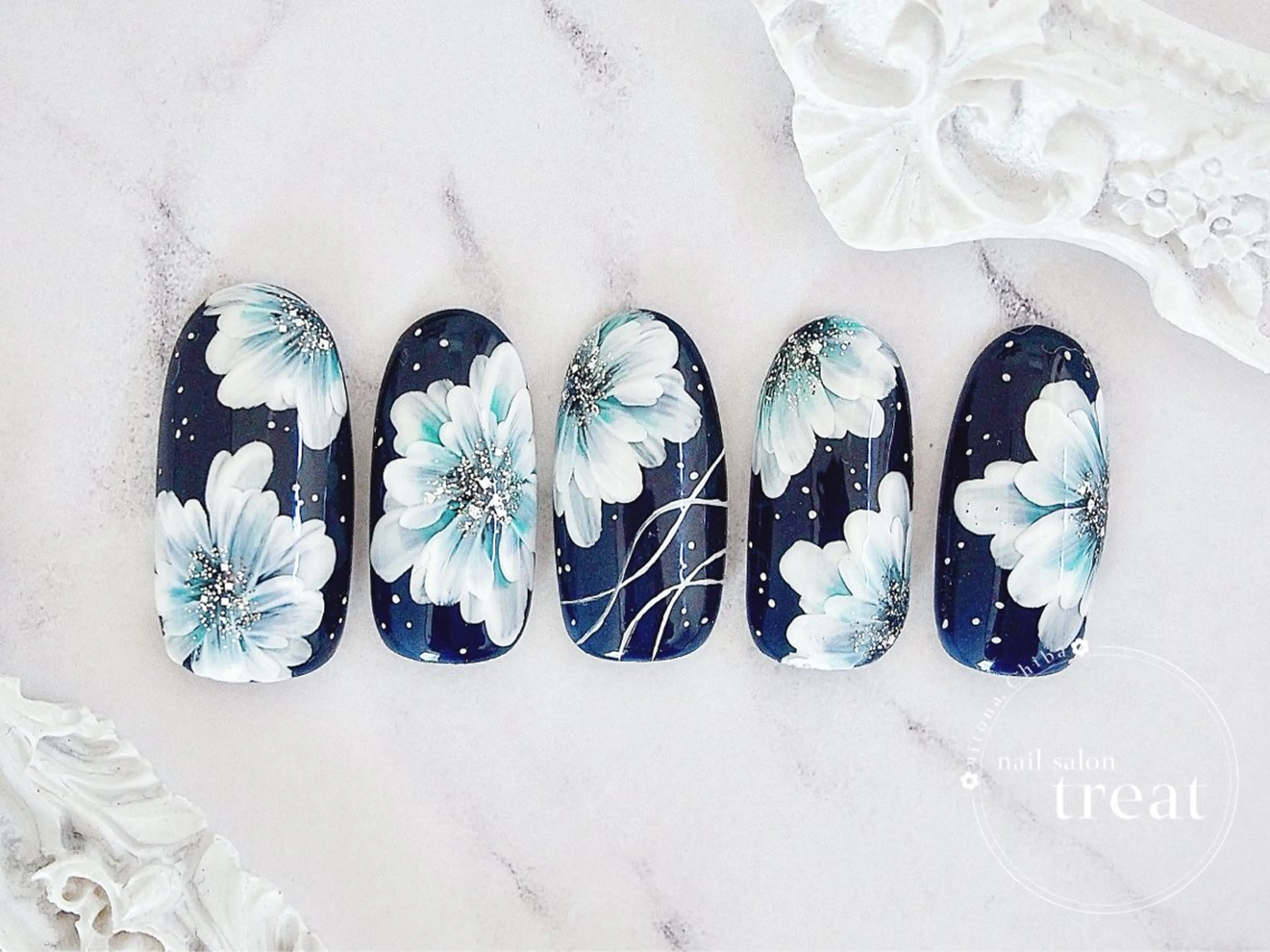ネイル ネイビー nail salon treat あいのネイルデザイン