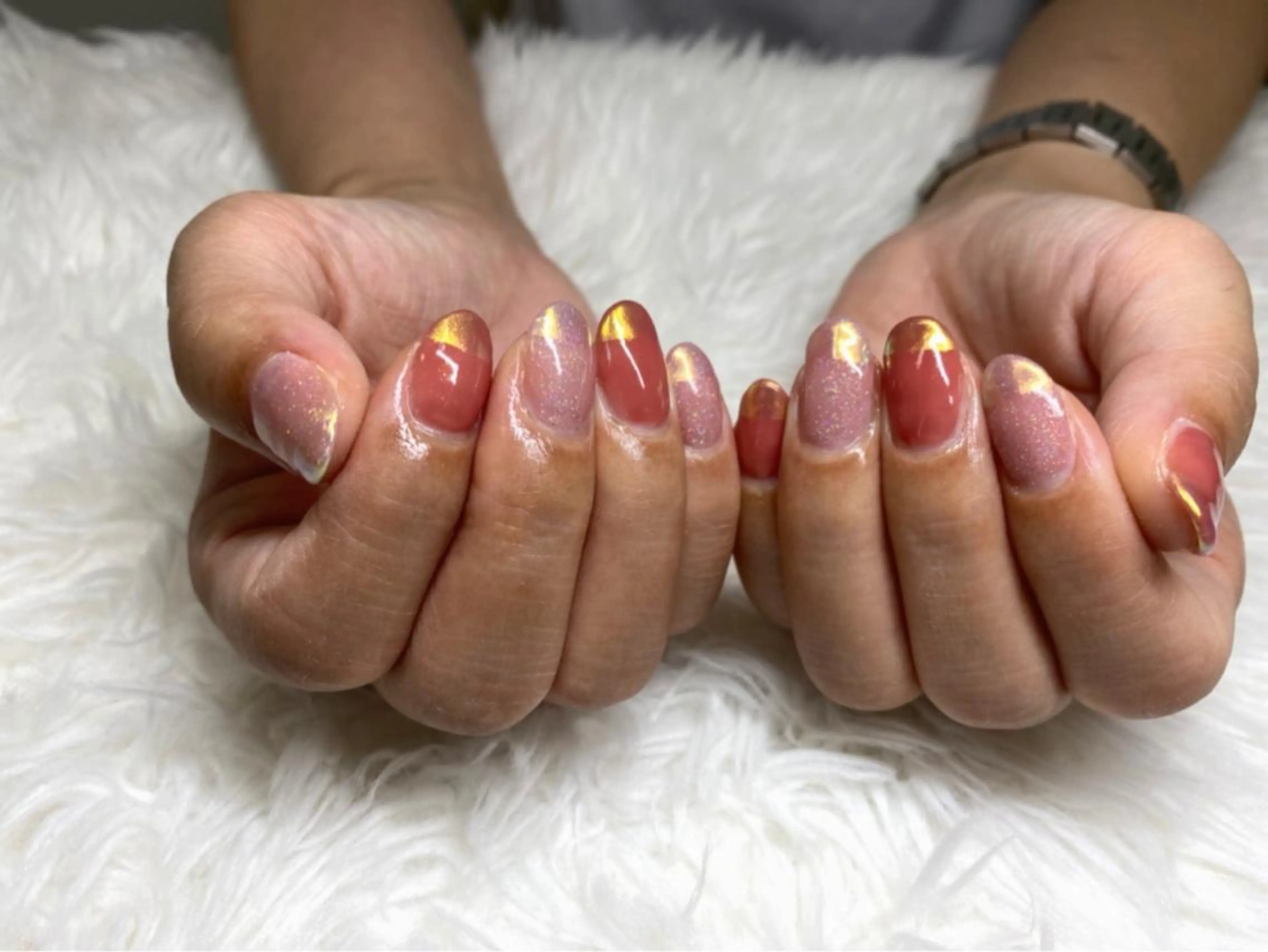 ネイル オーロラネイル フレンチネイル ピンク ViMORE あやのネイルデザイン