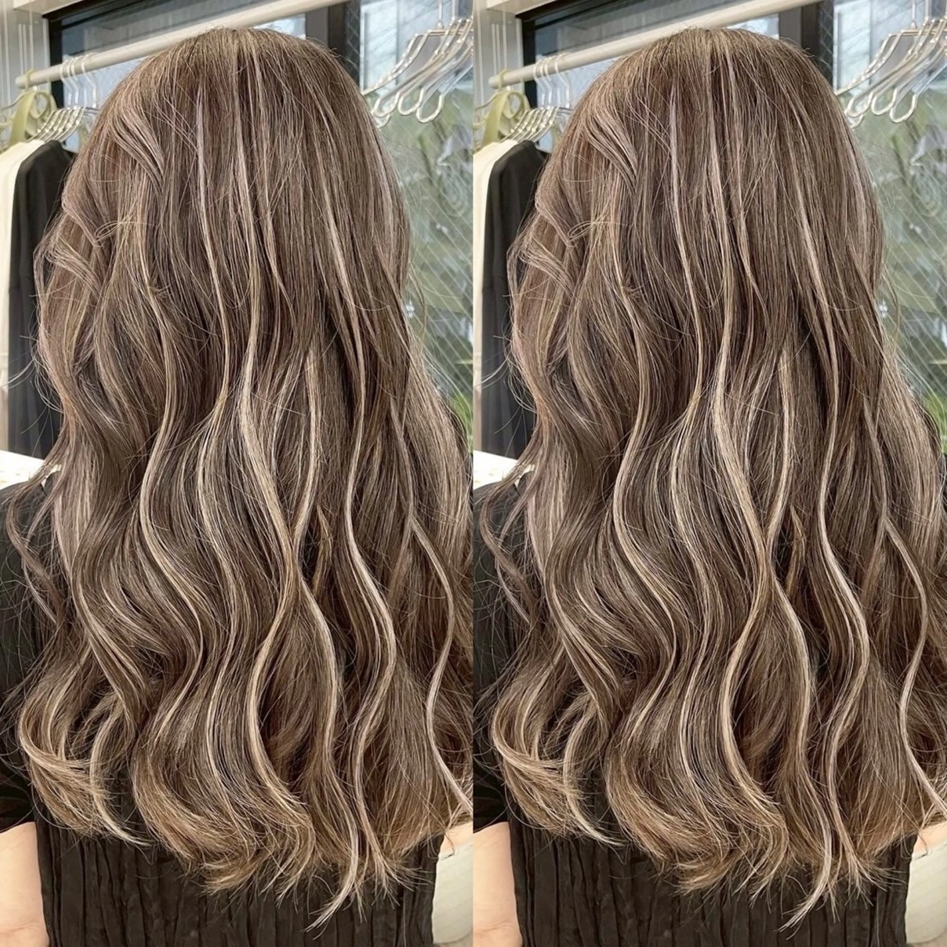 ロング カラー バレイヤージュ ベージュカラー ブリーチ ケアブリーチ デザインカラー ヘアカラー ONYX 表参道所属・表参道/ハイライト 髪質改善ストレートのヘアスタイル