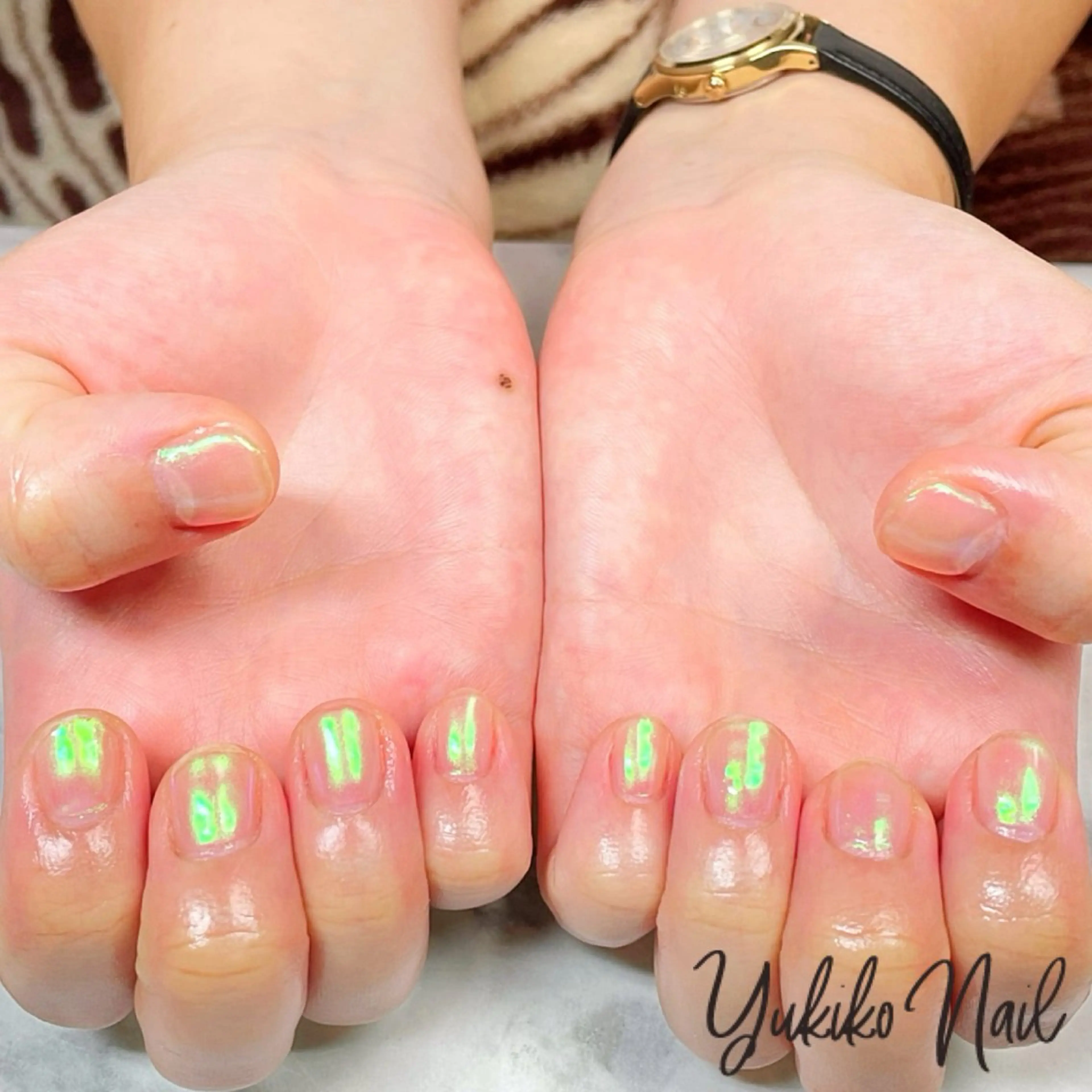 ネイル オーロラネイル クリアネイル キラキラネイル シンプルネイル ハンドネイル ユキコ ネイルのネイルデザイン
