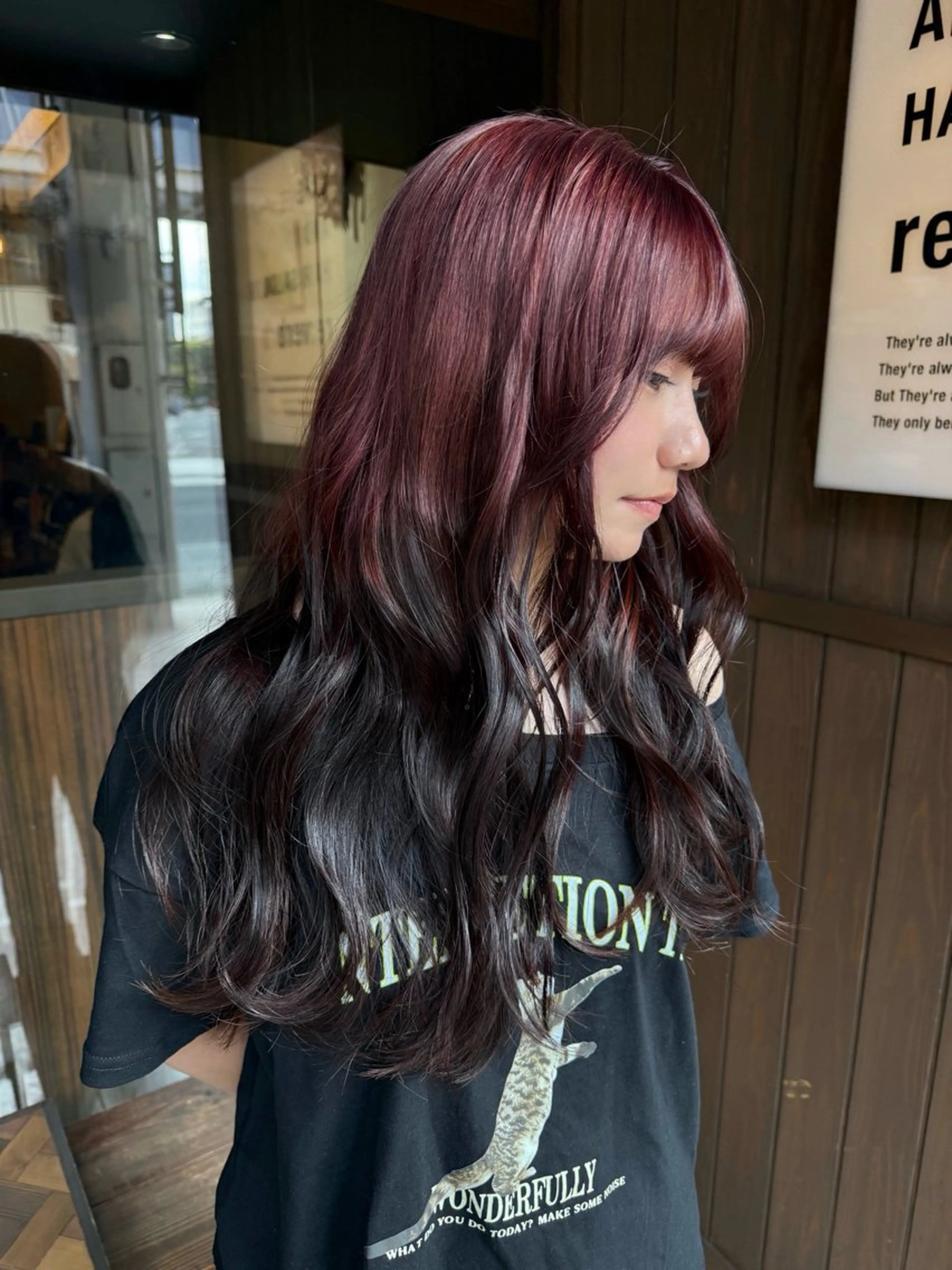 ロング カラー ブリーチ レッドカラー ヘアカラー ヒナ子🦋 ブリーチカラーのヘアスタイル