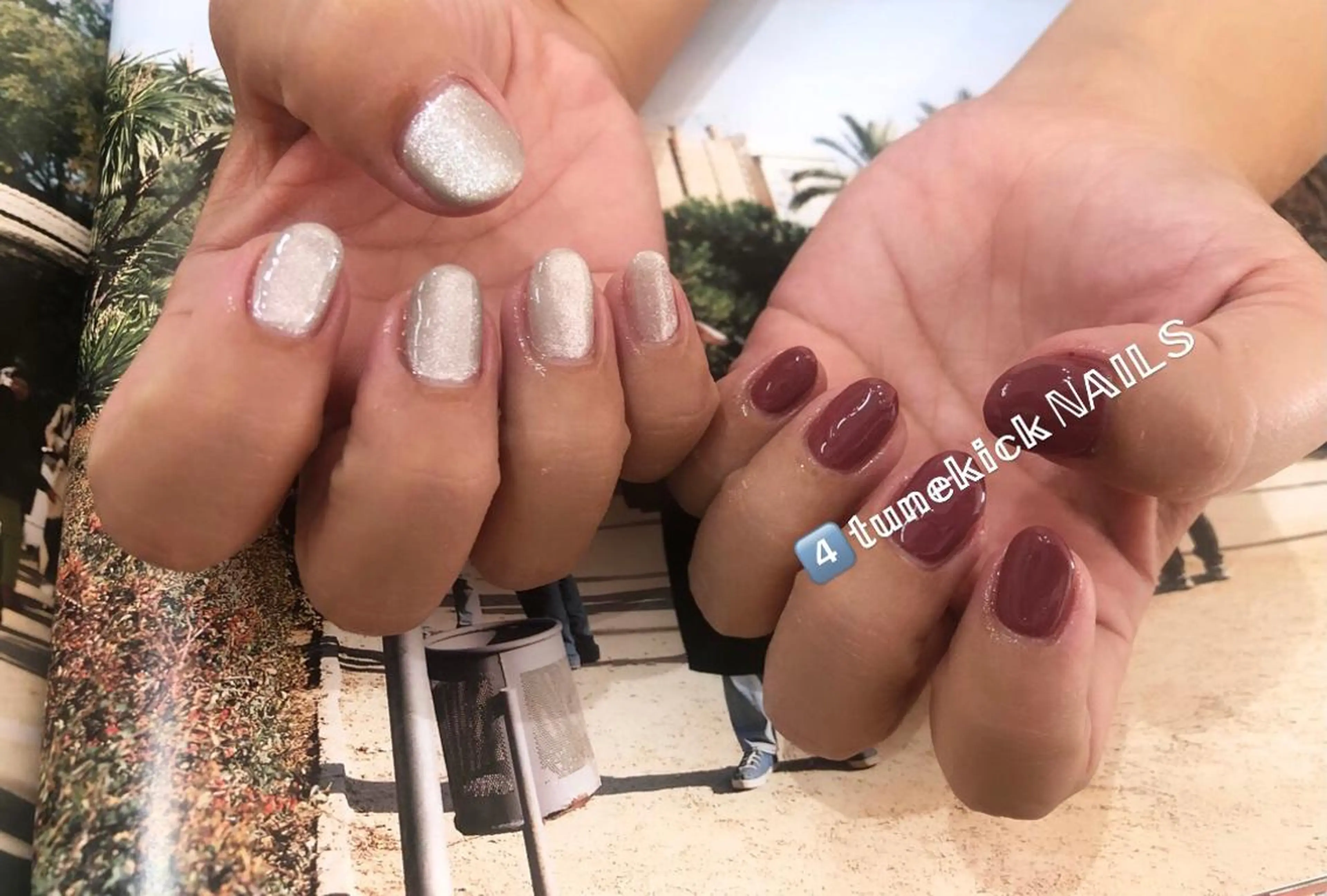 ネイル ボルドー ミラーネイル ワンカラーネイル 4tunekick NAILS(フォーチュンキックネイルズ)所属・光森 淳子のネイルデザイン