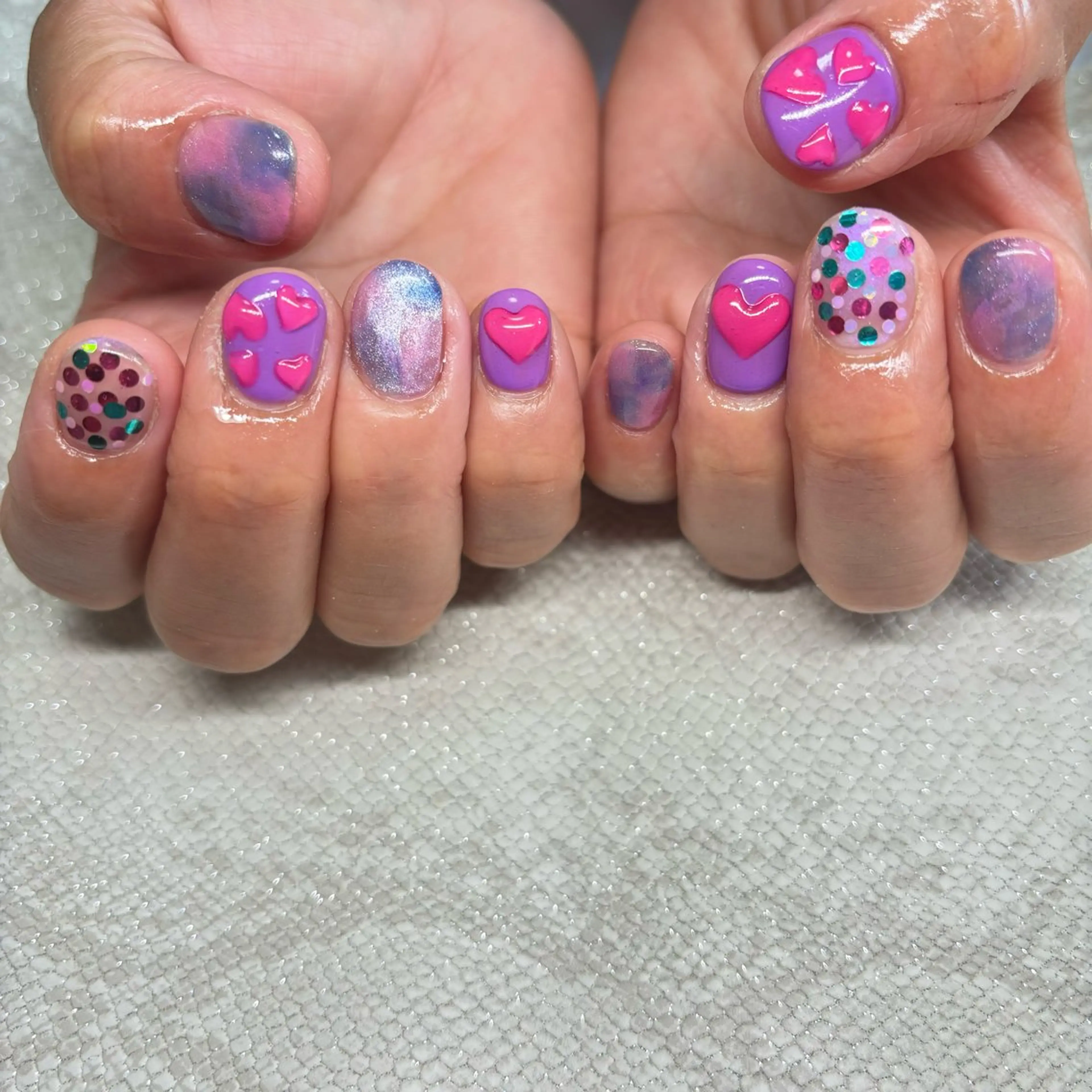 ネイル ハート ハンドネイル RE💟N.NAIL ラテン系お姉さんのネイルデザイン