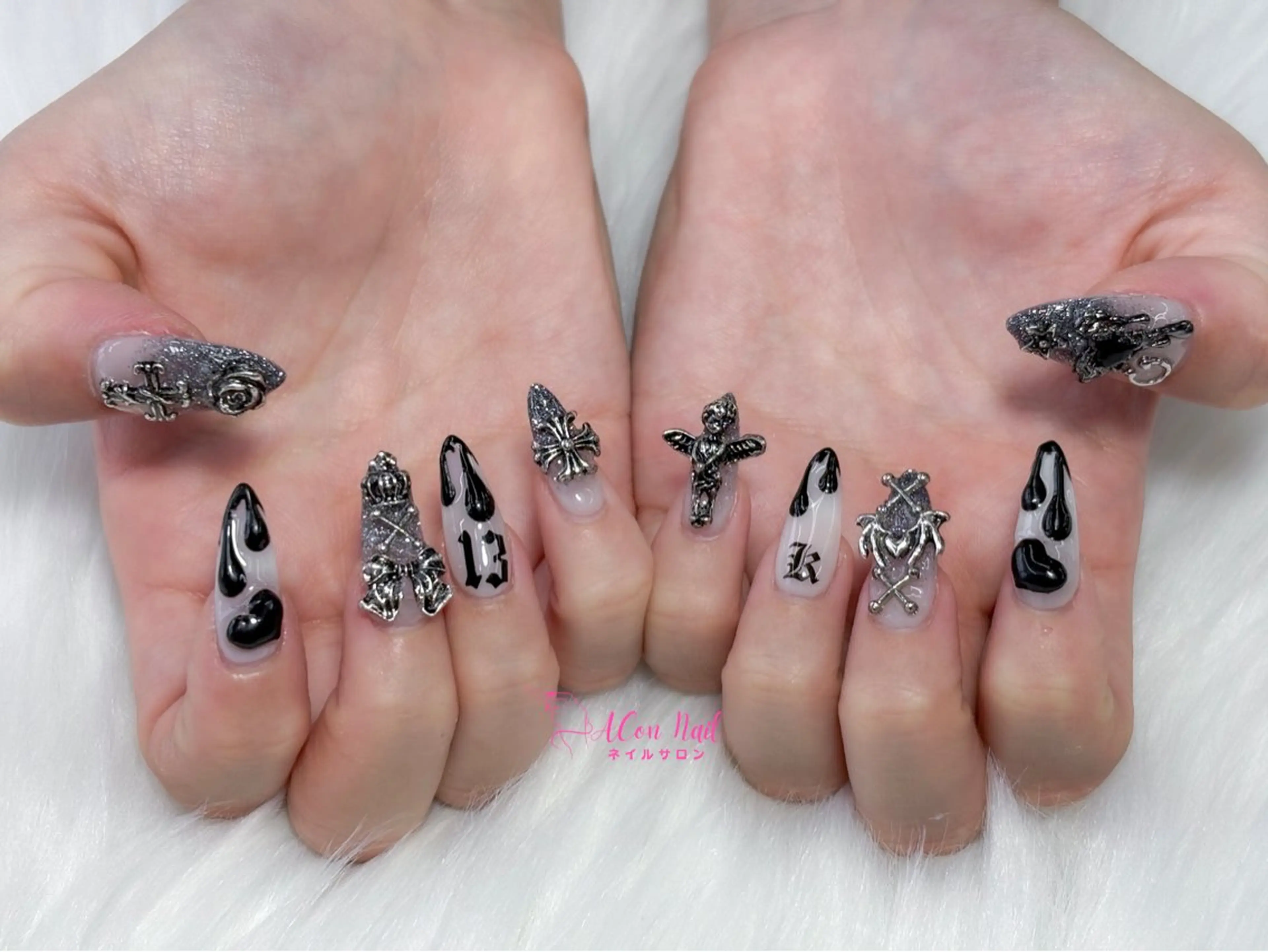ネイル 桜ネイル 長さ出し フラワーネイル フレンチネイル ジェルネイル ハンドネイル AConNailSalon所属・ACon NailSalonのネイルデザイン