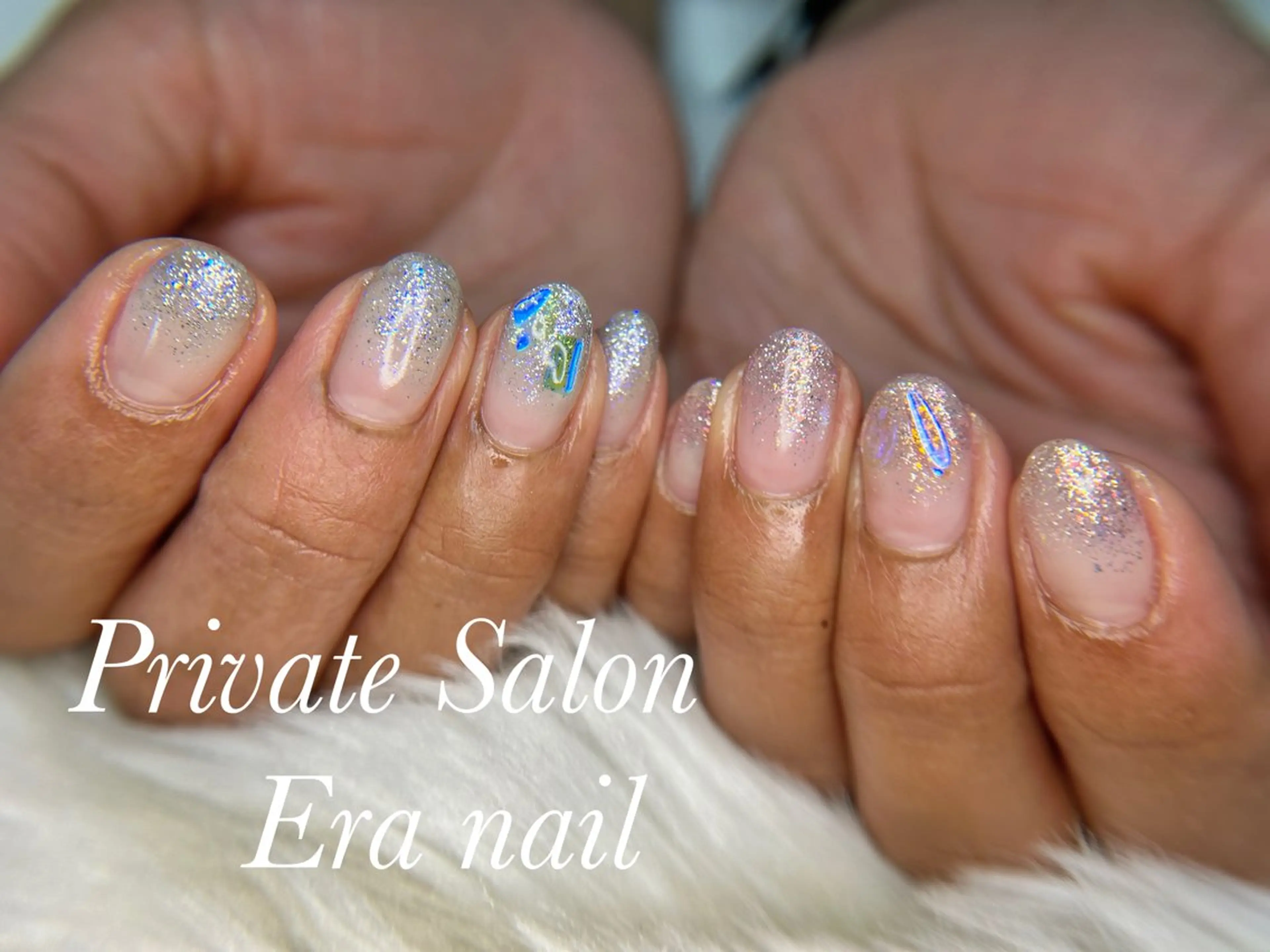 ネイル フラッシュネイル グラデーション ストーンネイル ハンドネイル Era nailのネイルデザイン