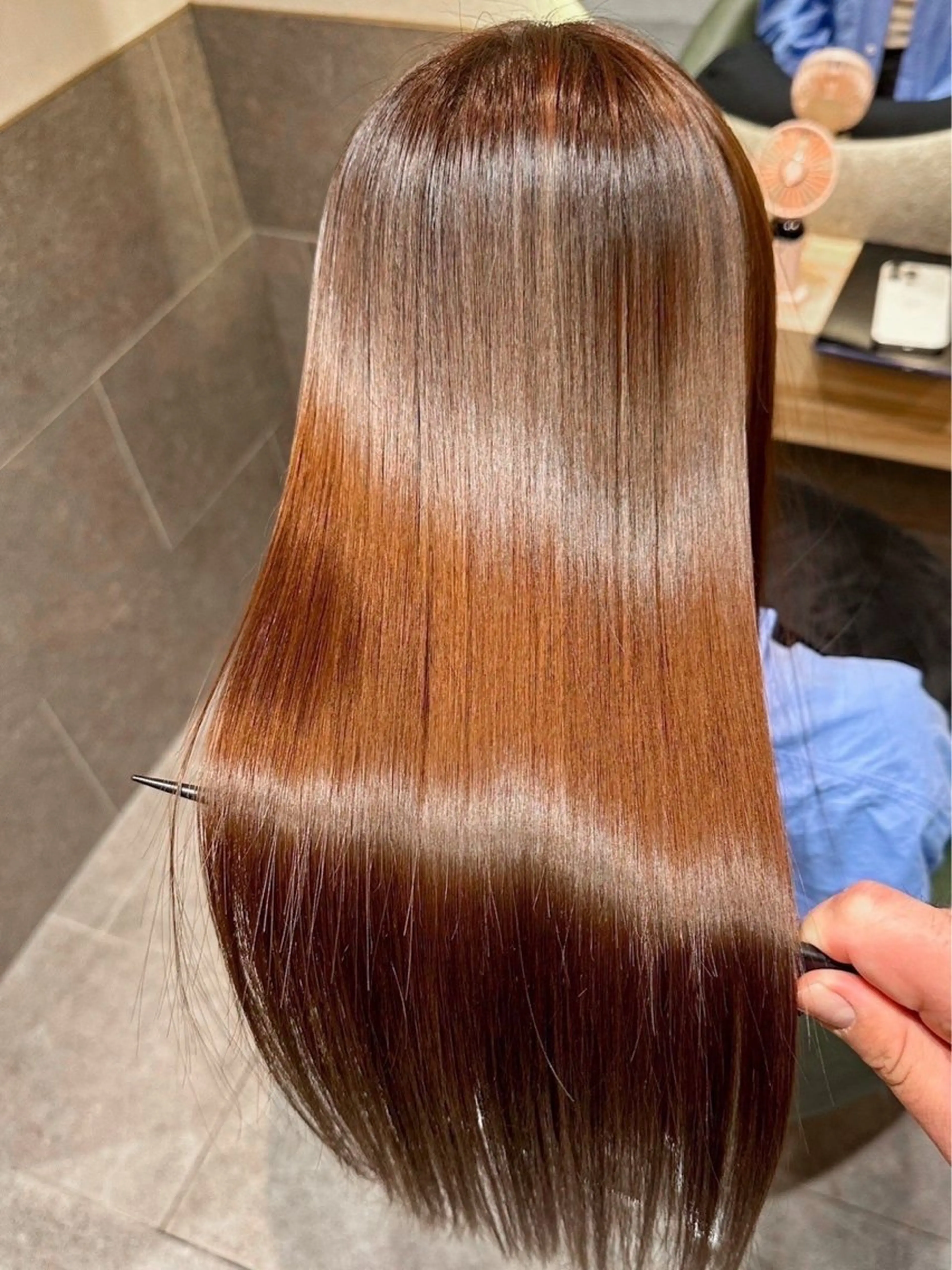 ロング カラー ベージュカラー オレンジ オレンジベージュ トリートメント メンズ特化/パーマ/ 骨格矯正カット/真人のヘアスタイル