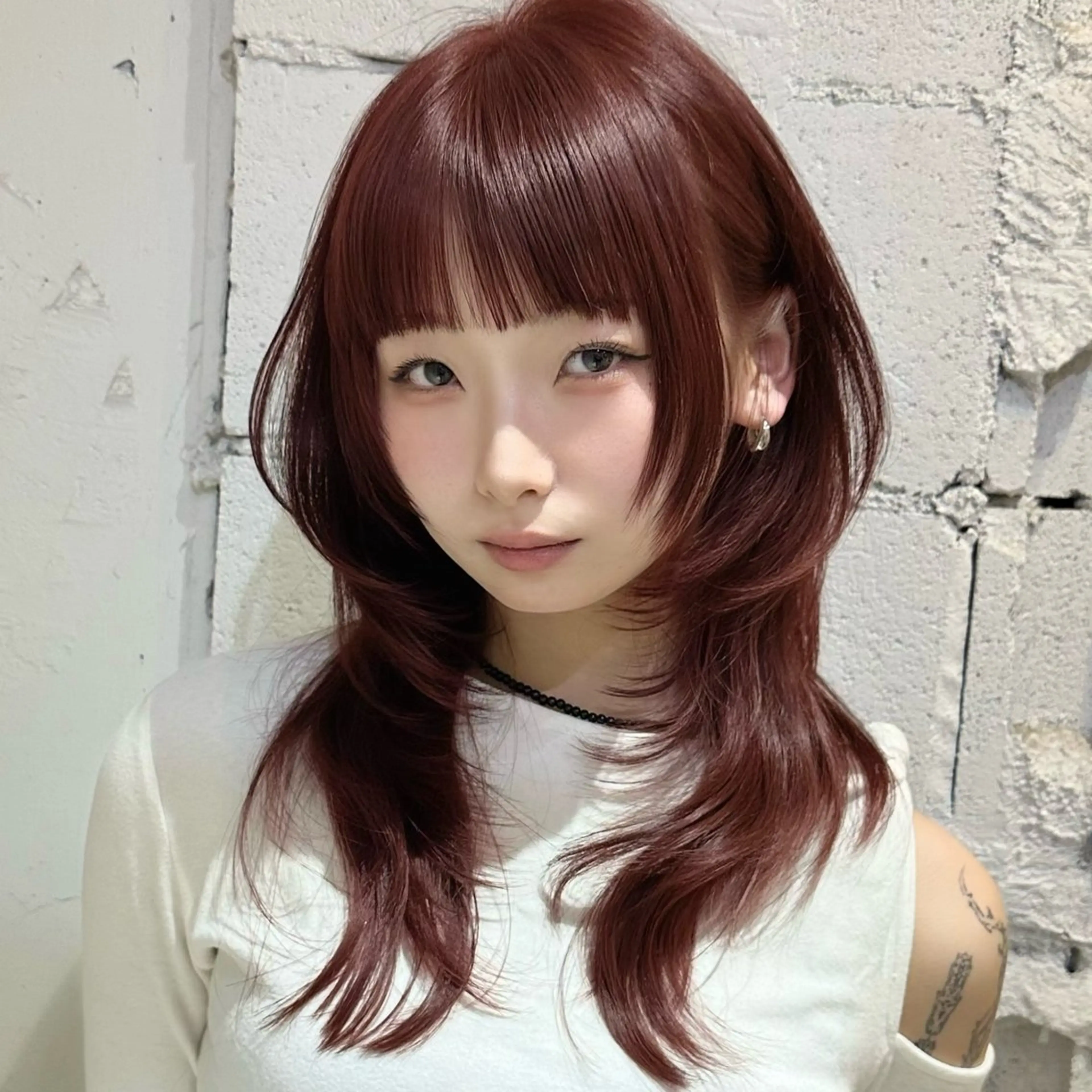 ミディアム カット ヘアカラー トリートメント 🌹ハッシュカット、 レイヤー韓国ヘア🌹のヘアスタイル