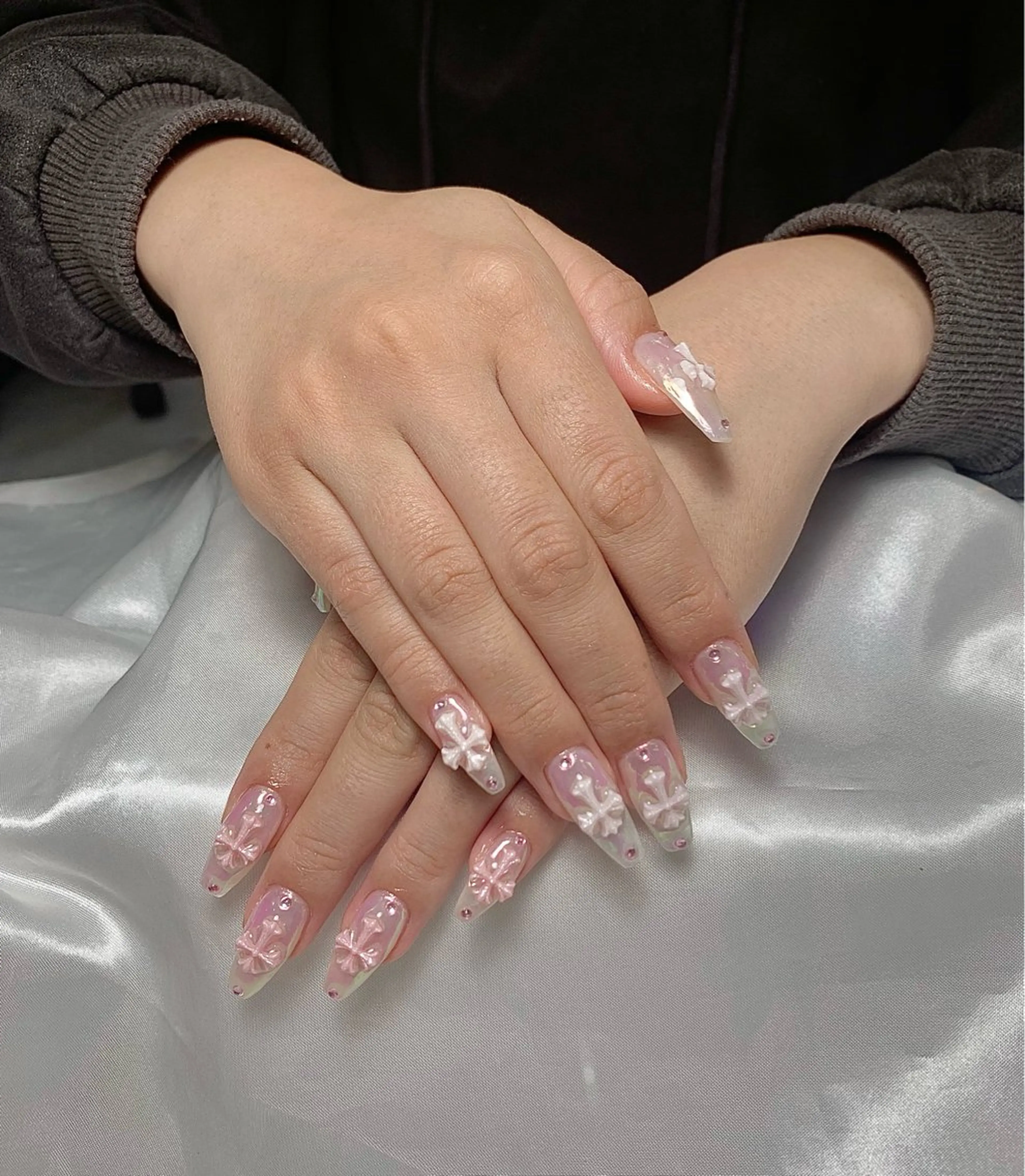 ネイル ロングネイル ミディアムネイル ミラーネイル ピンク シンプルネイル Lily nails studioのネイルデザイン