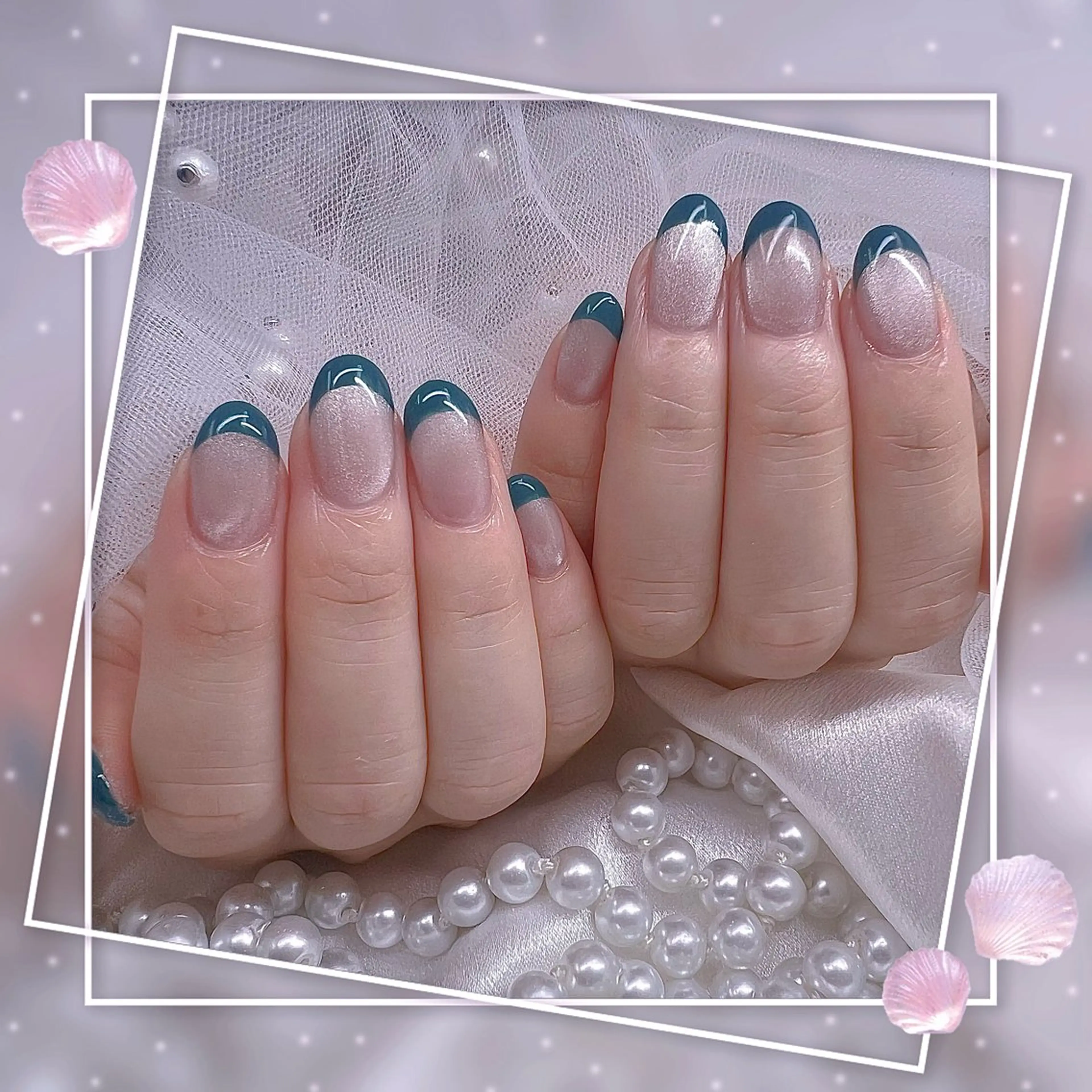 ネイル チークネイル フレンチネイル グラデーション マグネットネイル マグネットフレンチ ハンドネイル Chill Nailsalonのネイルデザイン